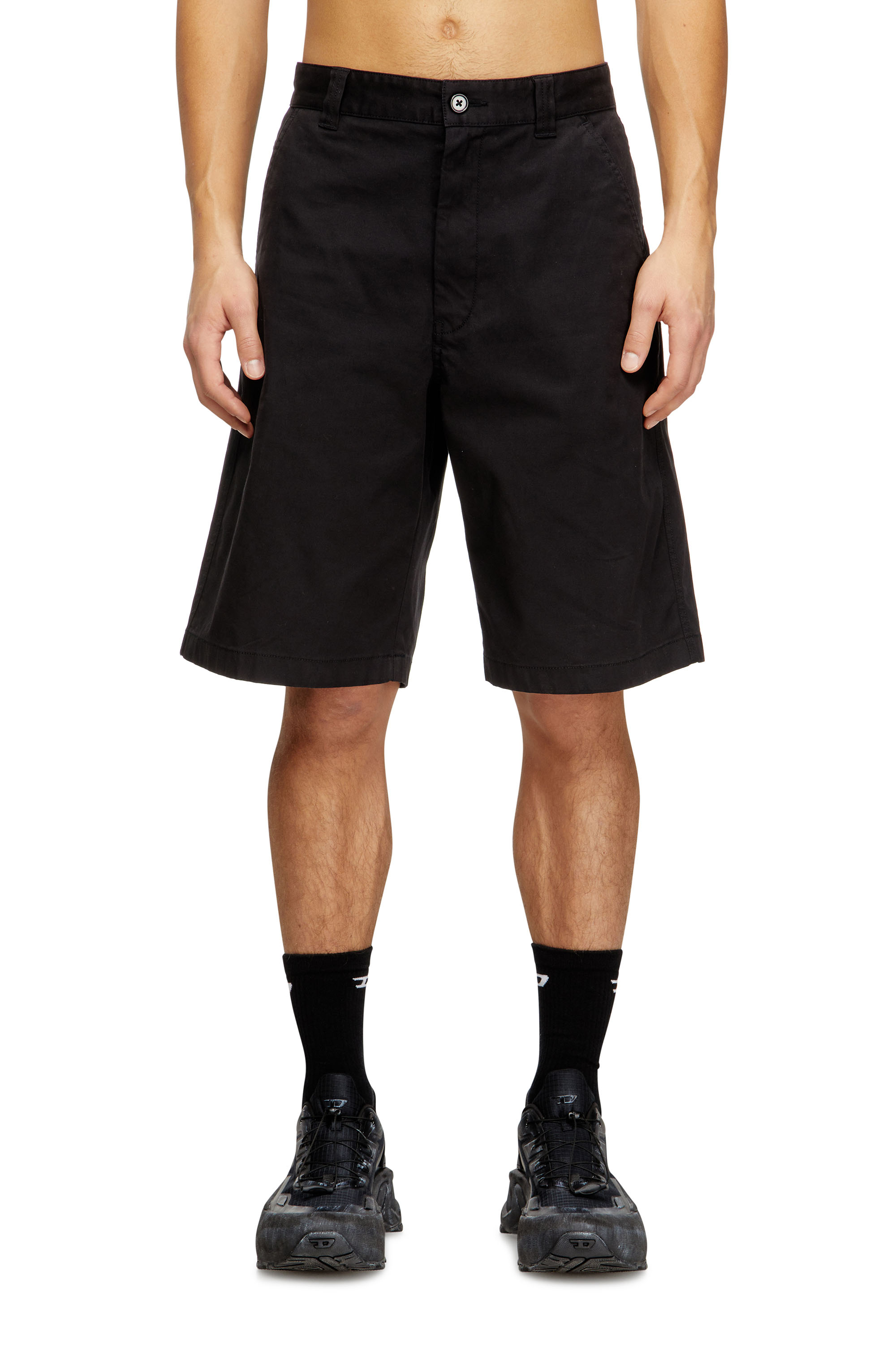 Diesel - P-HANT-CHINO-SHORT-EPCH, Shorts en coton avec traitement stonewash Homme in Noir - 1