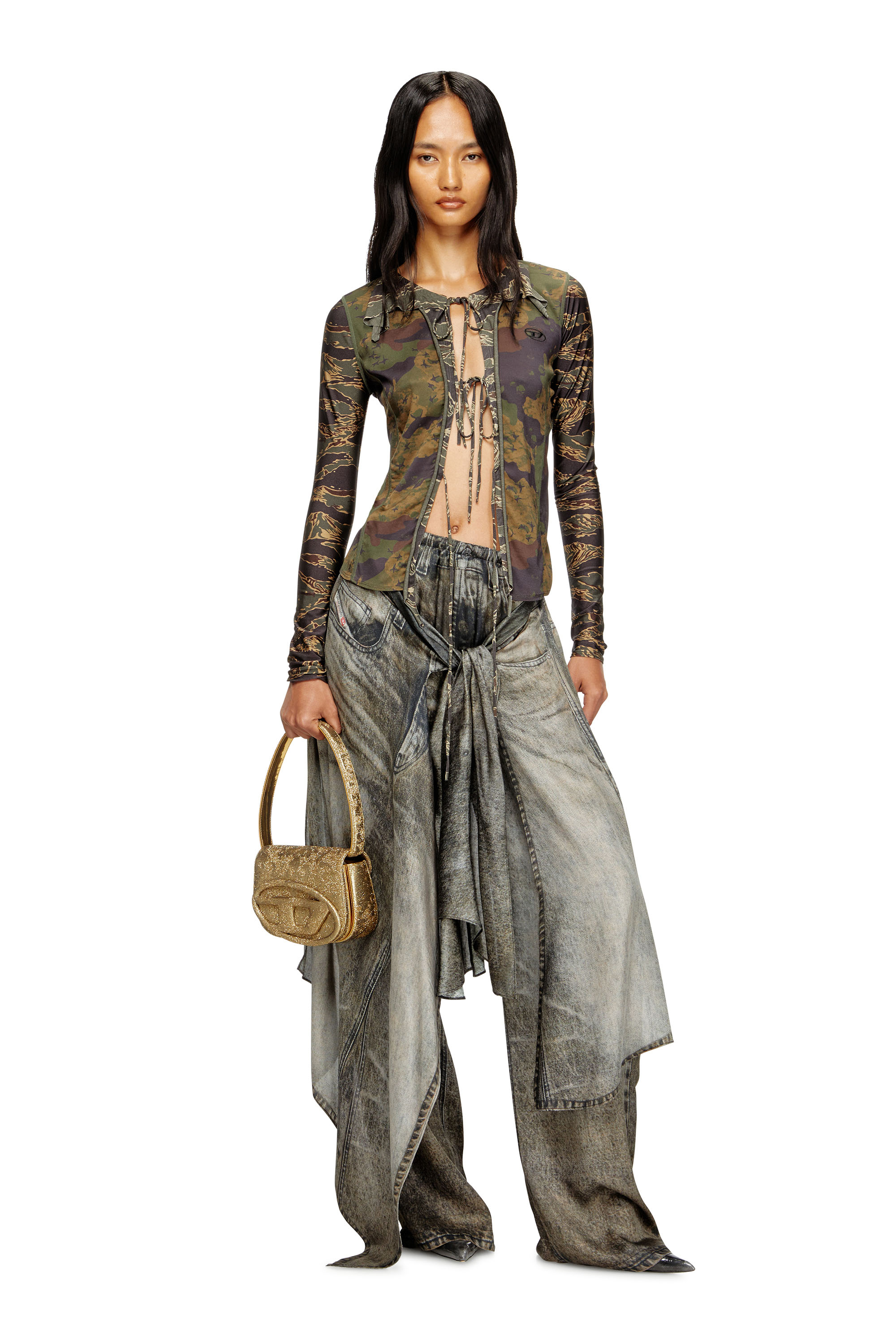 Diesel - 1DR, 1DR-Sac emblématique 1DR en Lurex camouflage à paillettes Femme in Doré - 2