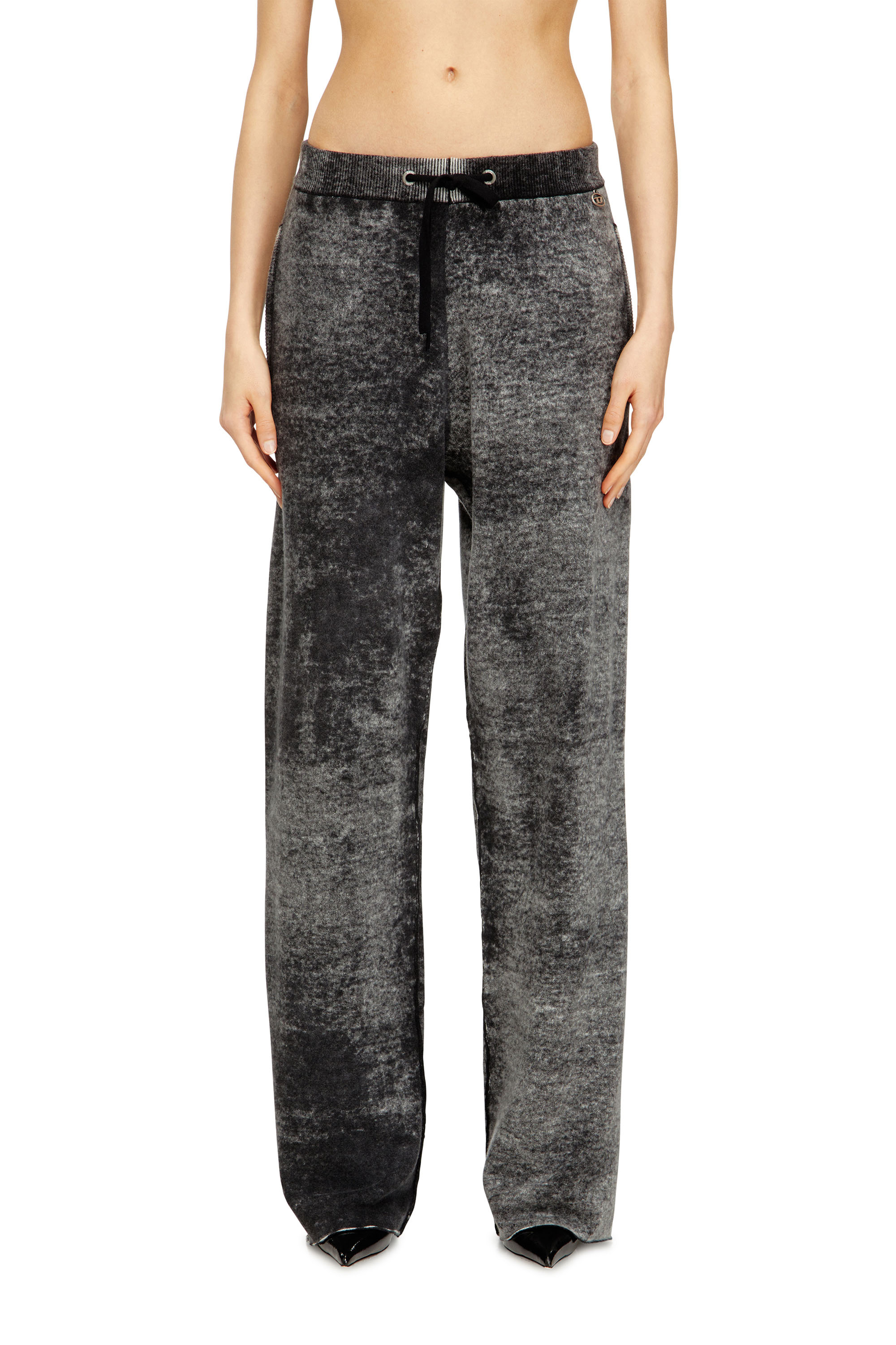Diesel - M-HONORINE, Pantalon de survêtement en laine tricotée à motif inversé Femme in Gris - 1