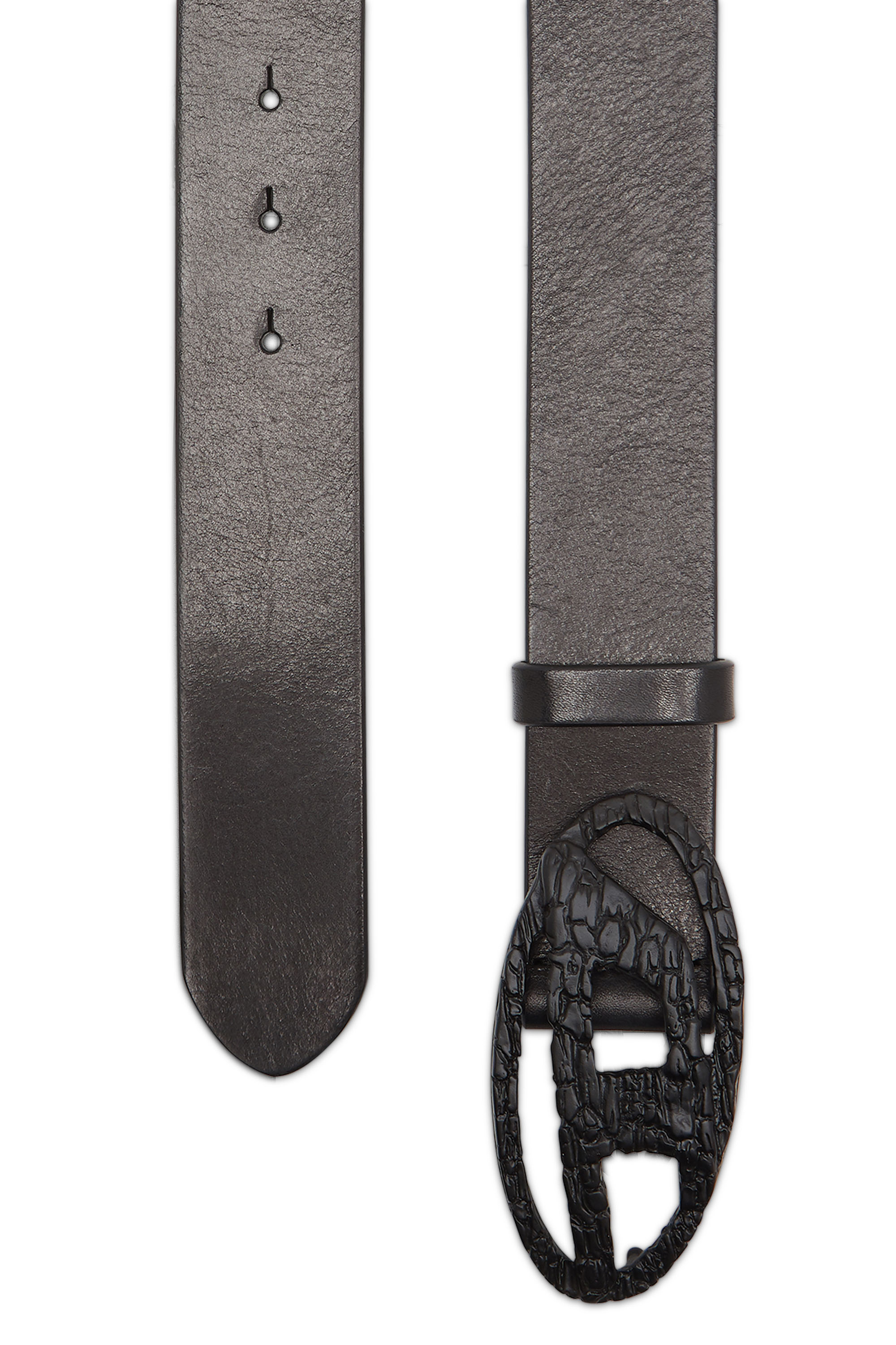 Diesel - B-1DR, Ceinture en cuir lisse avec boucle D craquelée Mixte in Noir - 2