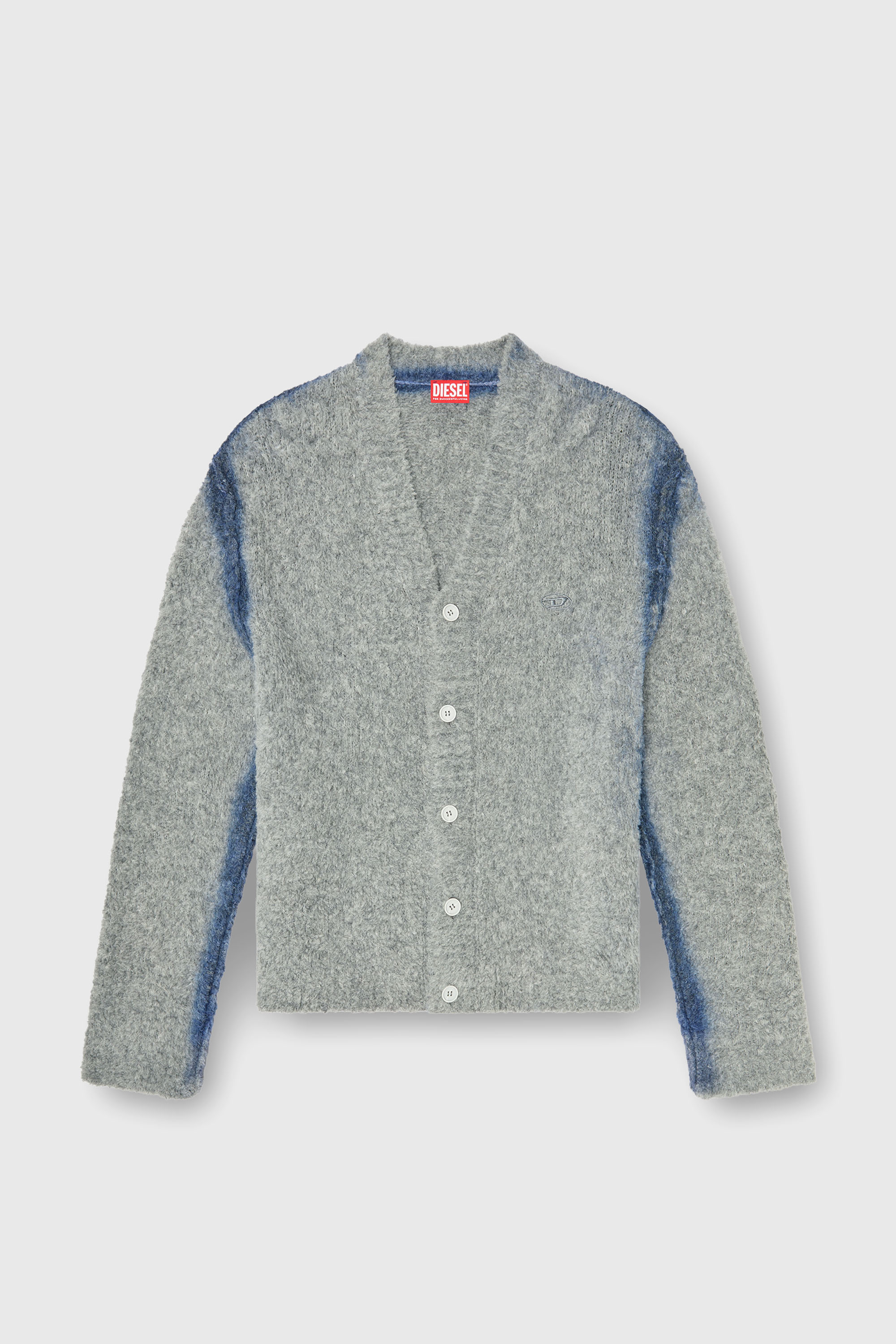 Diesel - K-REMO, Man's Alpaca-blend cardigan with spray-dyed seams in Grey - 2