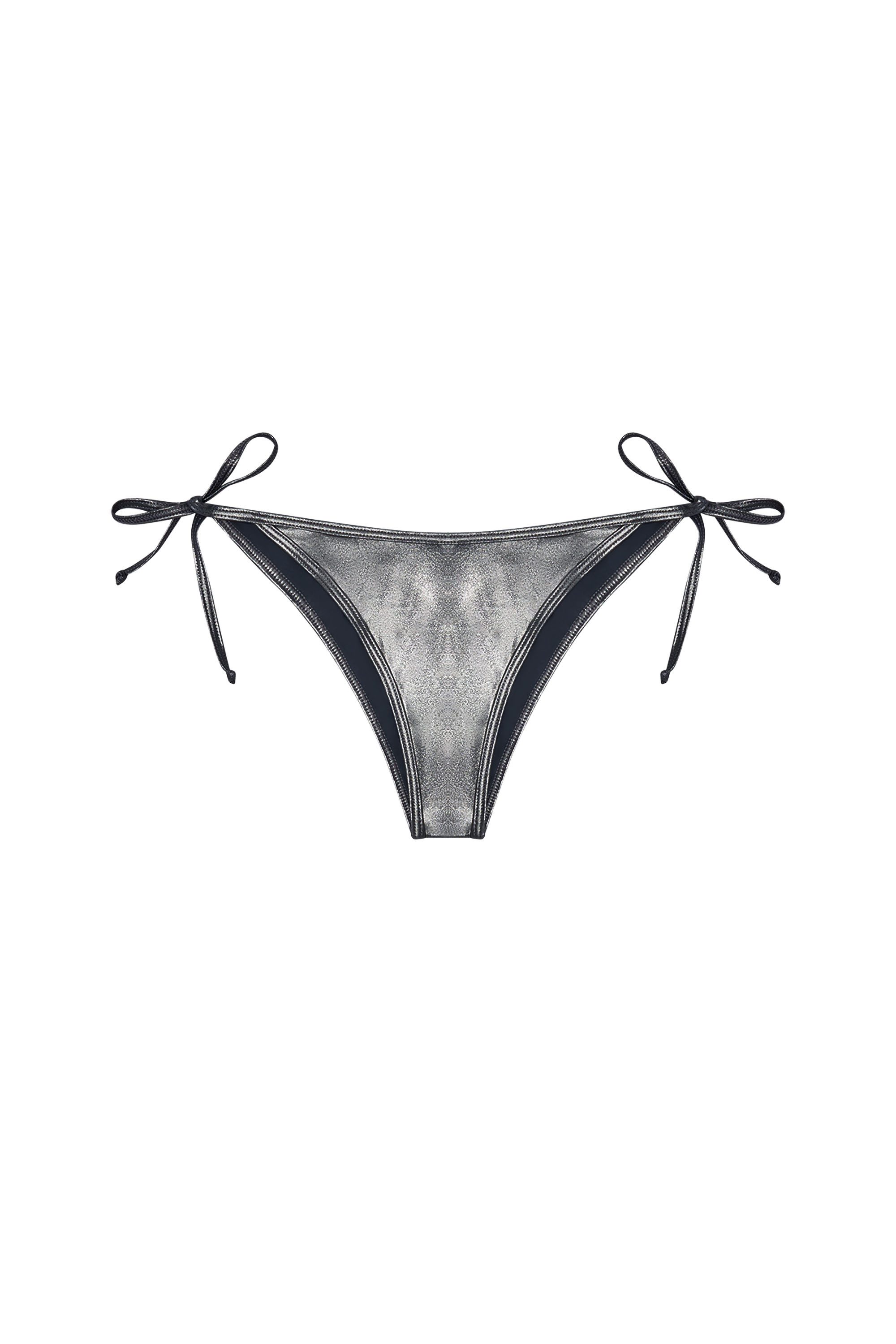 Diesel - BRAZILIAN-D-CORE, Bas de bikini métallisé avec logo Femme in Gris - 4