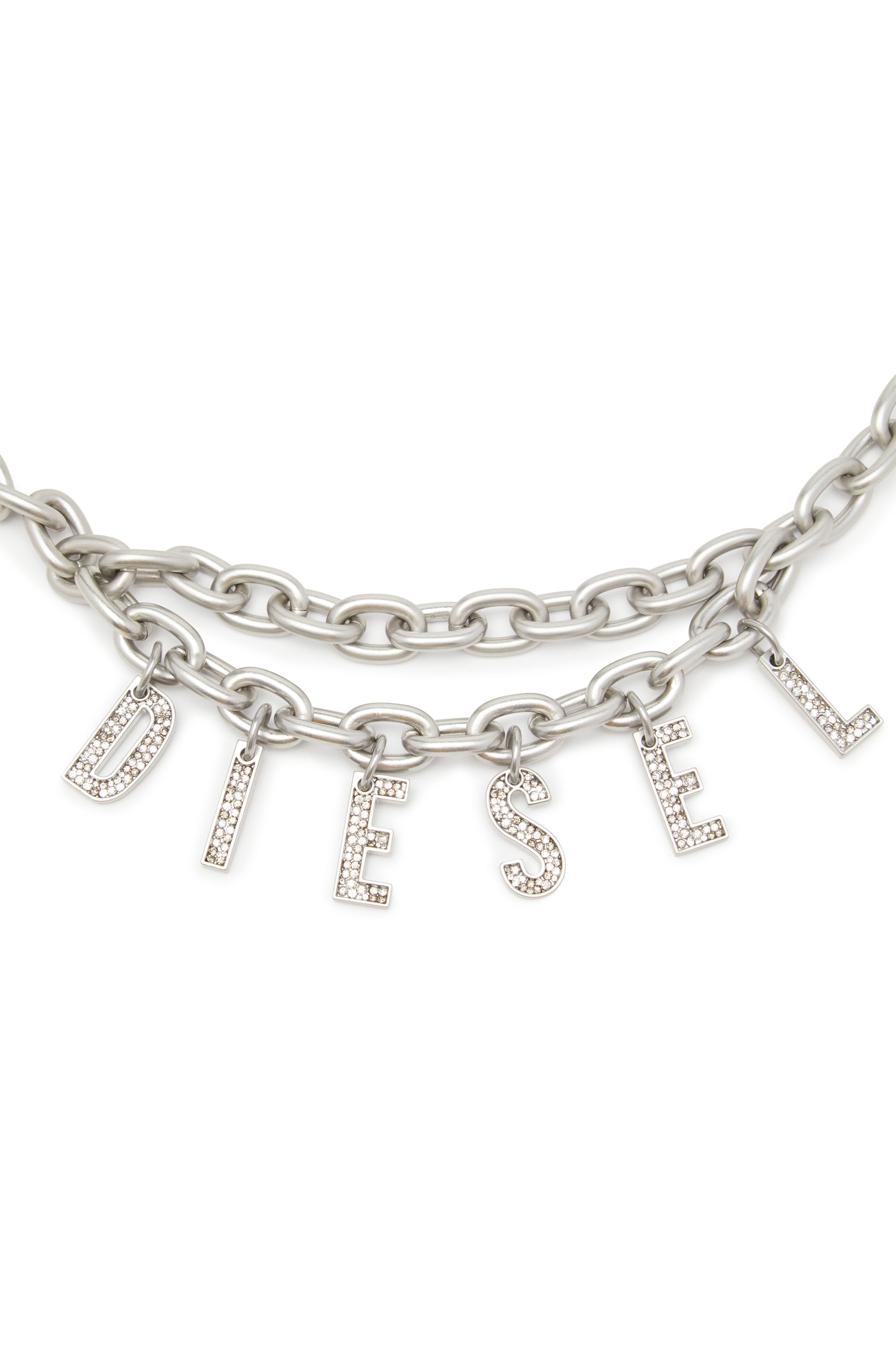 Diesel - B-CHARM CHAIN, Ceinture chaîne avec breloque en cristal Femme in Gris argenté - 2