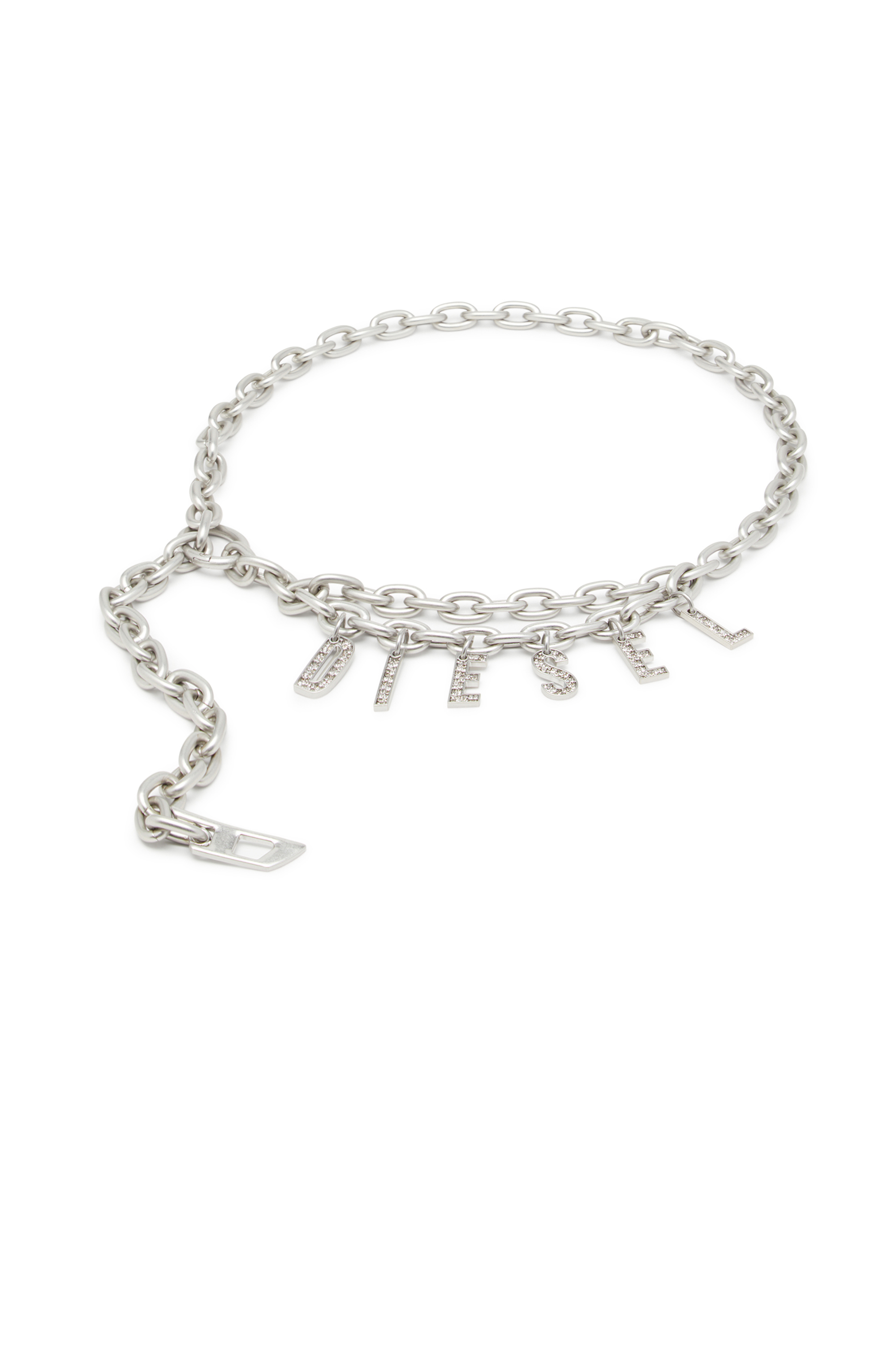 Diesel - B-CHARM CHAIN, Ceinture 1 cm chaîne avec breloque en cristal Femme in Gris argenté - 1