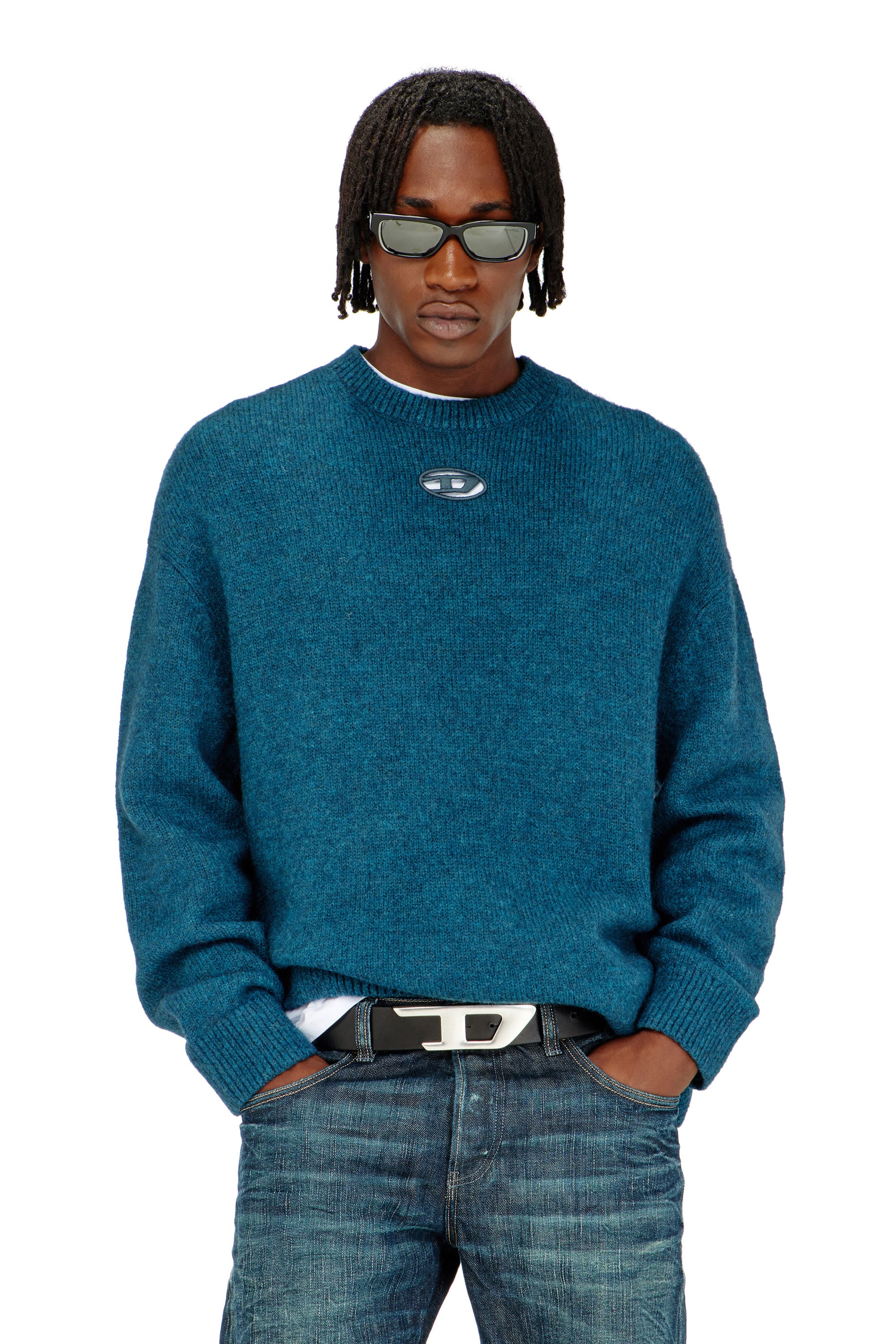 Diesel - K-AREESO, Pull en m&eacute;lange de laine et alpaga Homme in Vert - 1