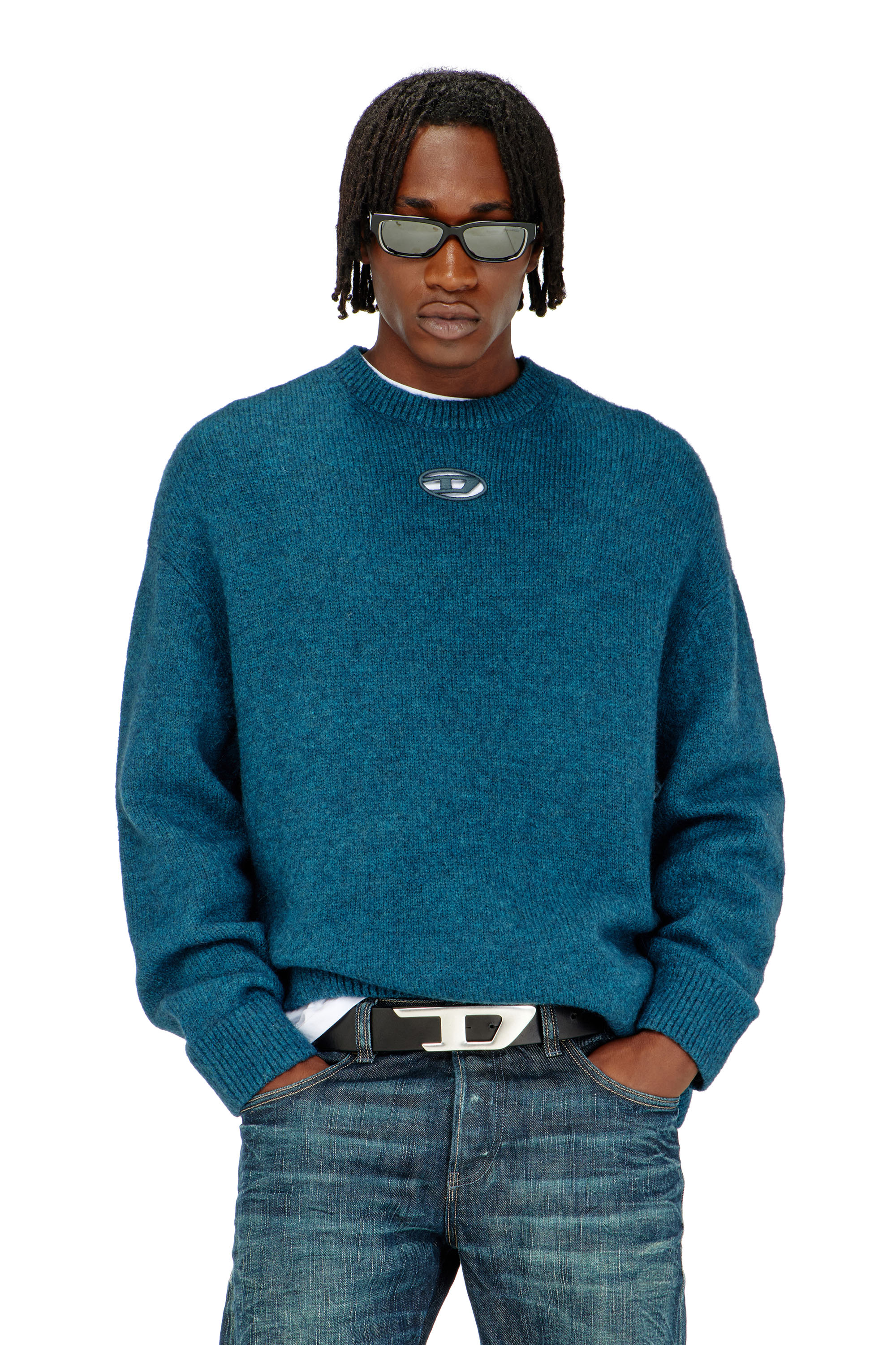 Diesel - K-AREESO, Pull en m&eacute;lange de laine et alpaga Homme in Vert - 3