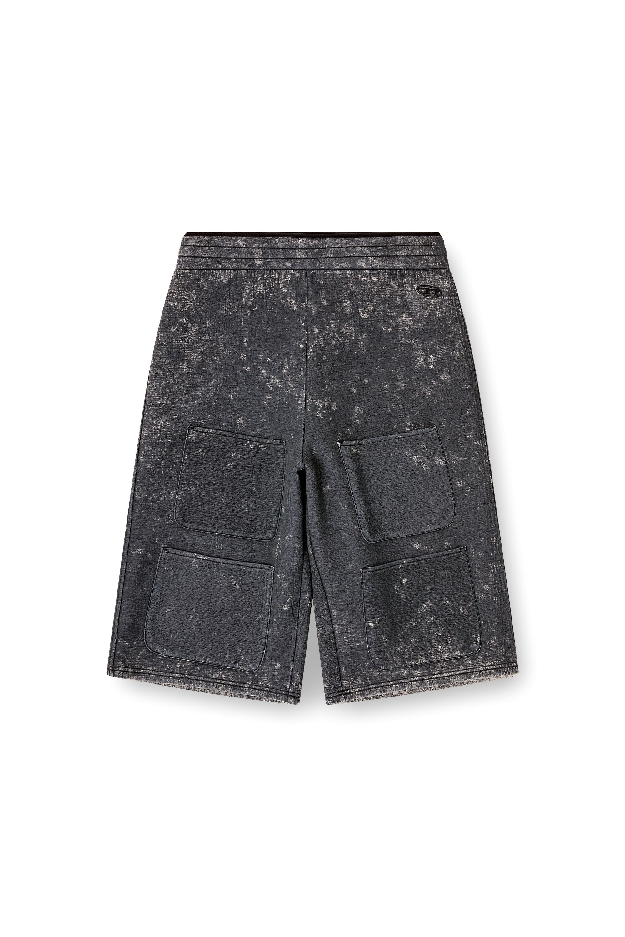 Diesel - S-TYP, Unisex's Wide-leg shorts in marble-effect scuba in Black - 2
