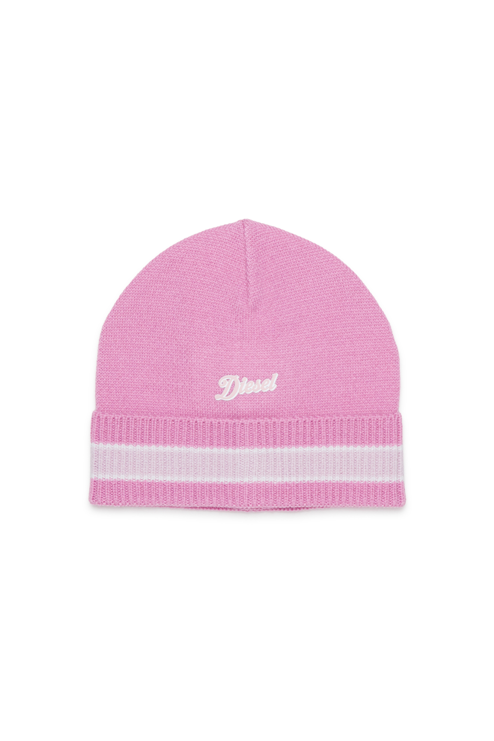 Diesel - FMOB, Bonnet ray&eacute; en m&eacute;lange de laine Mixte in Rose - 1