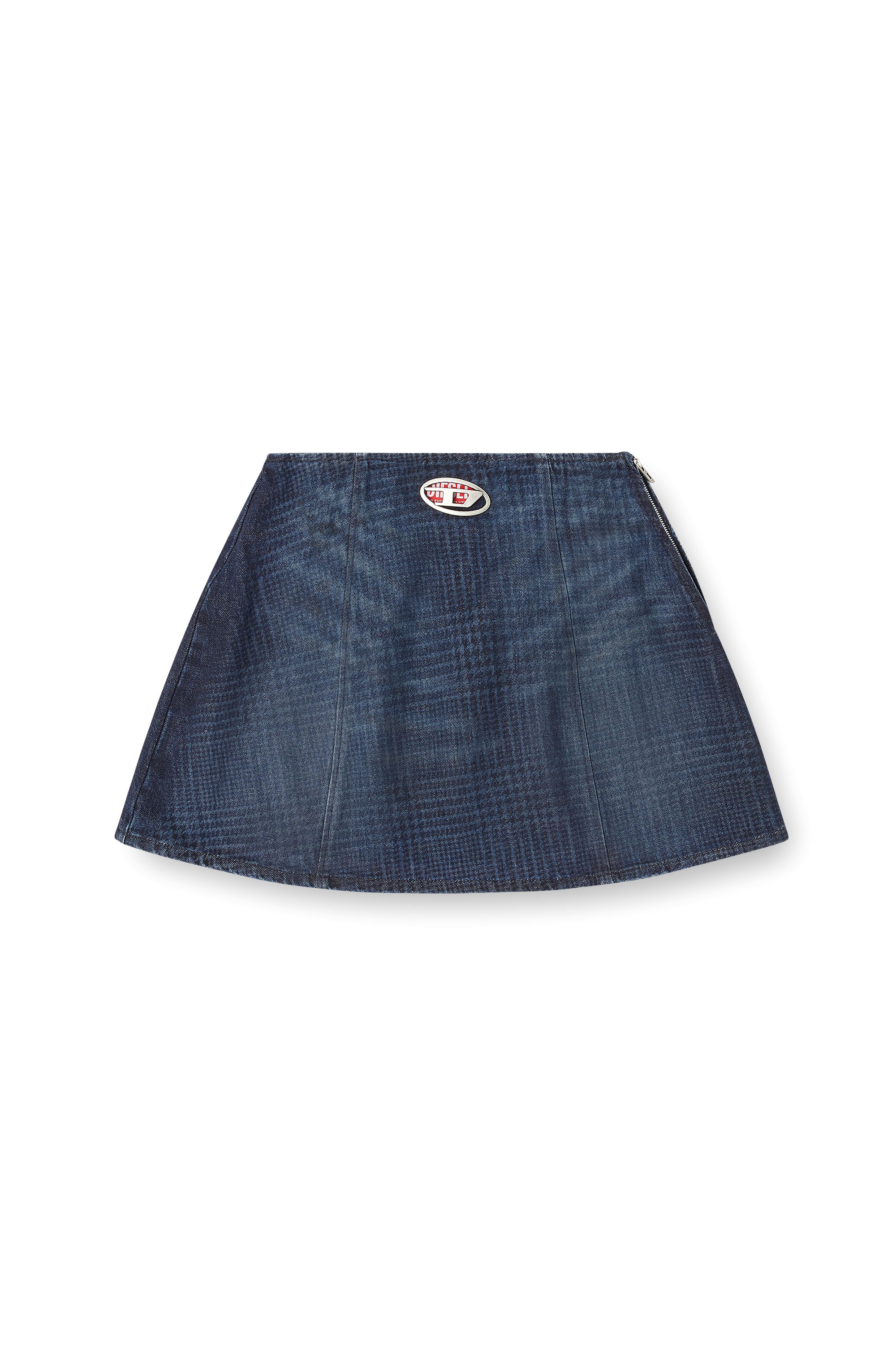 Diesel - DE-SWENY-S1, Jupe courte en denim Prince de Galles Femme in Bleu - 3