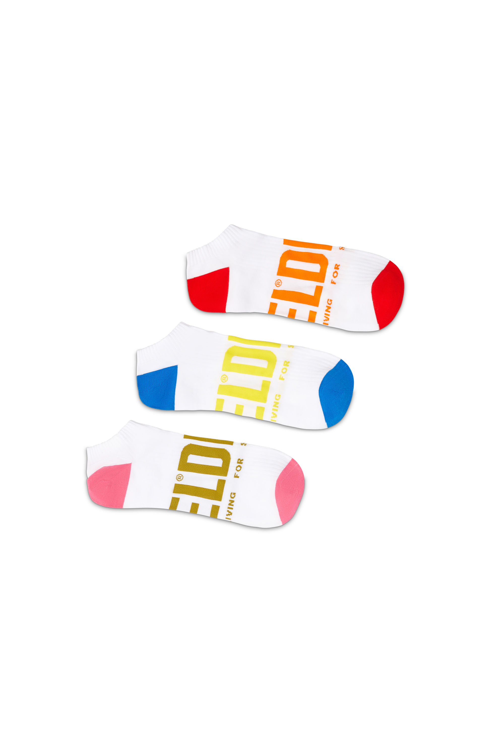 Diesel - SKM-GOST-THREEPACK, Lot de trois paires de chaussettes basses avec logo Homme in Blanc - 1