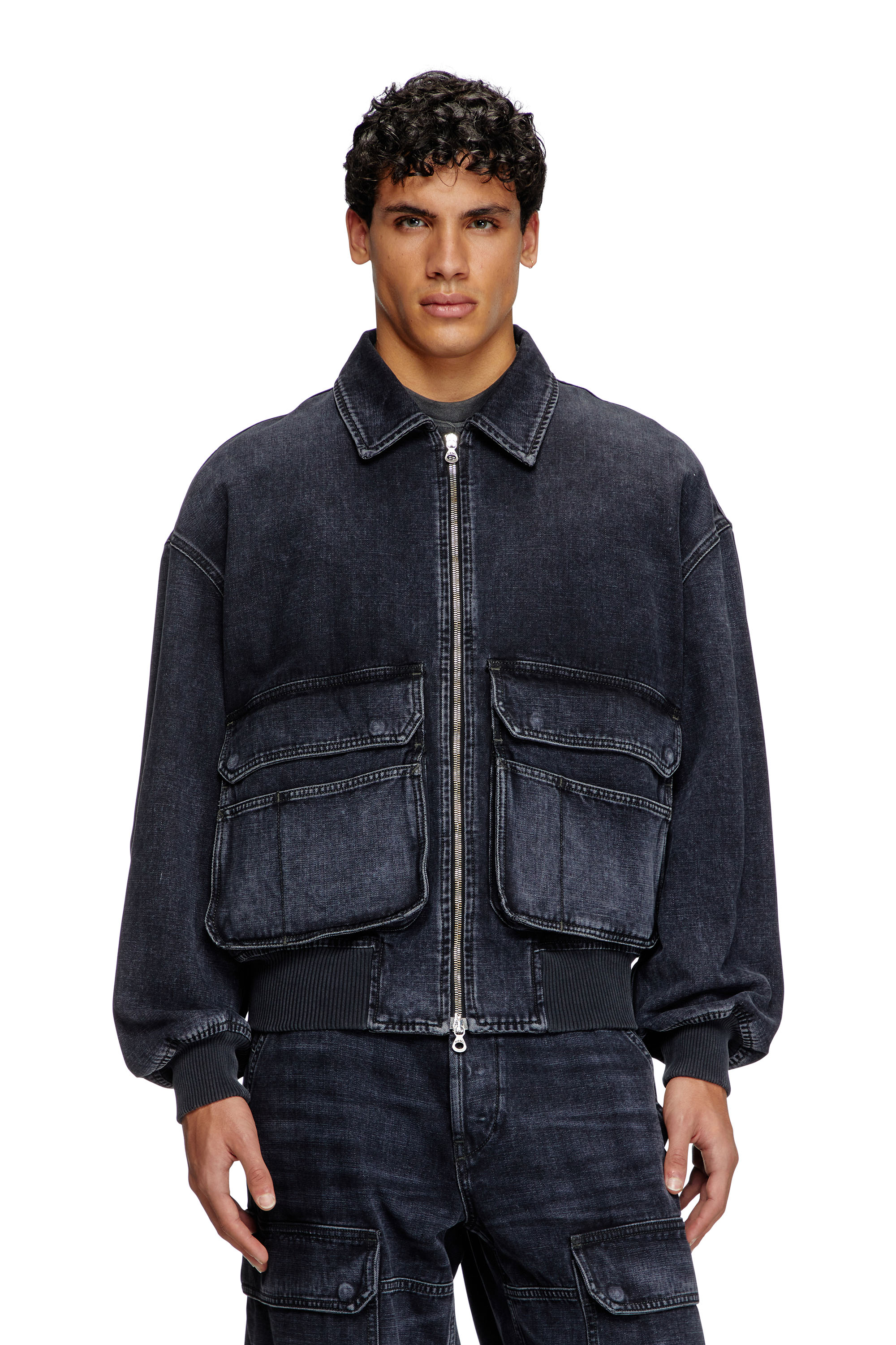 Diesel - D-KURZ, Veste en denim tissé batavia Mixte in Noir - 3