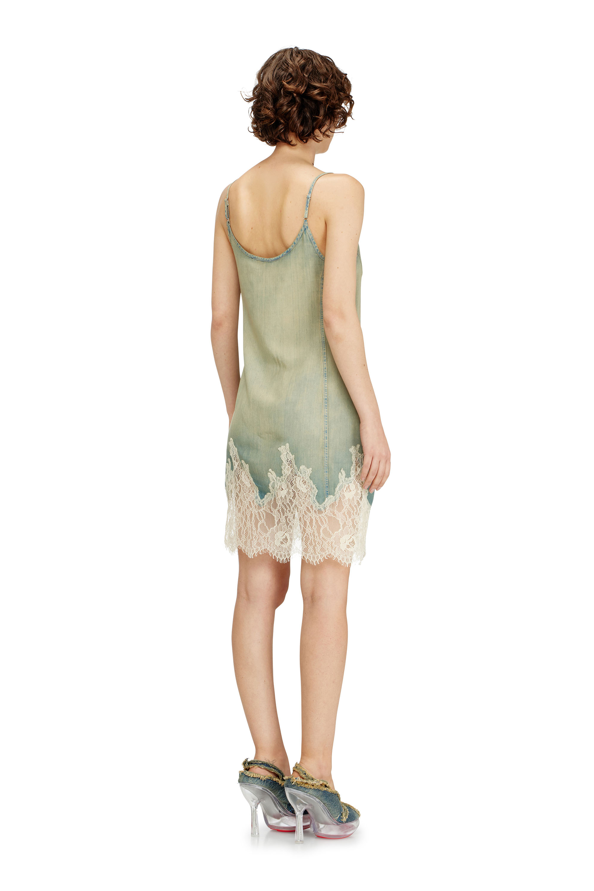 Diesel - DE-ODRY-S, Robe courte en jean dentelle Femme in Polychrome - 4