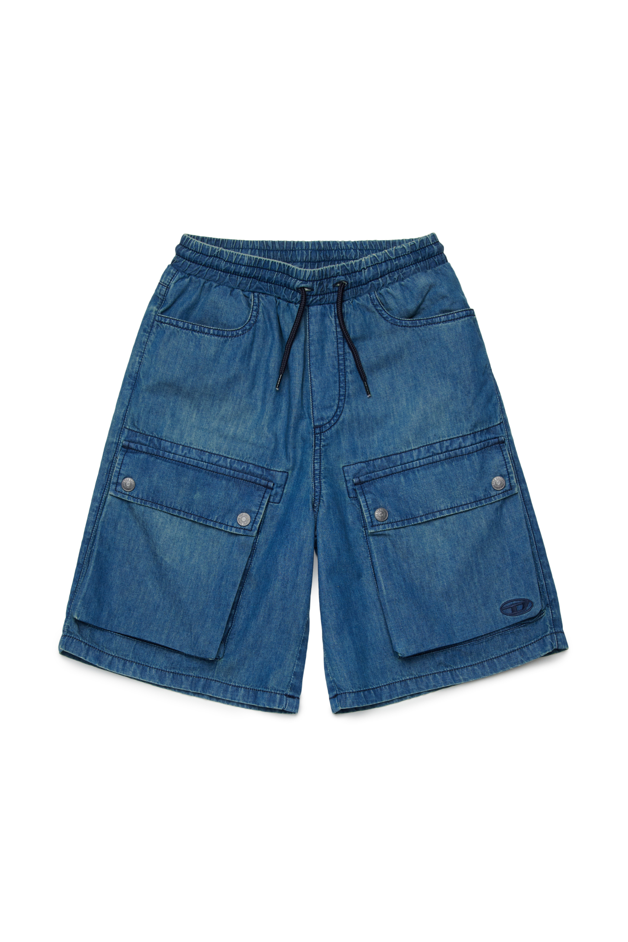 Diesel - PELTY, Short cargo en denim avec taille &eacute;lastique Femme in Bleu - 1