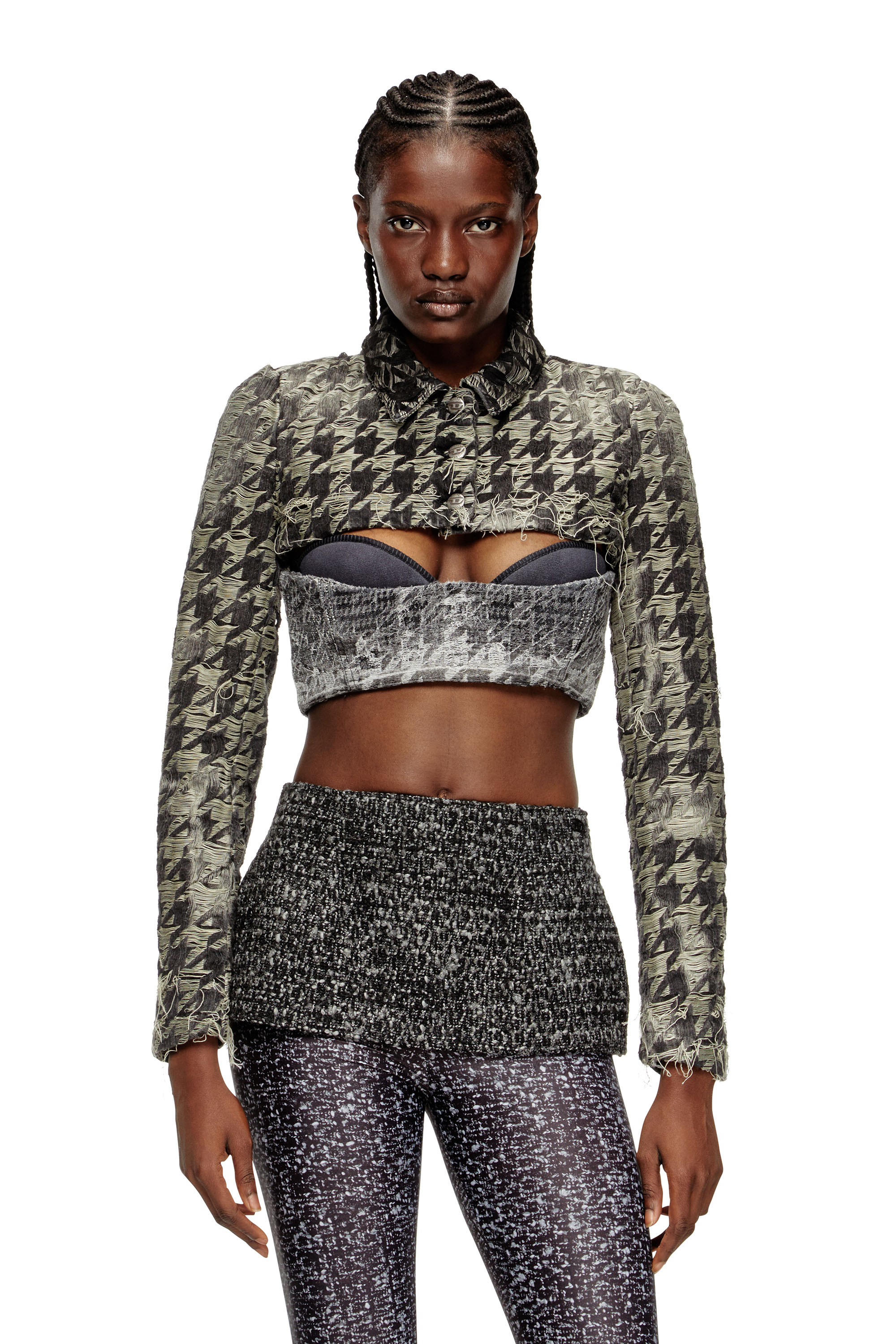 Diesel - DE-ANSIS-FSH2, Shrug en denim tissé pied-de-poule Femme in Polychrome - 1