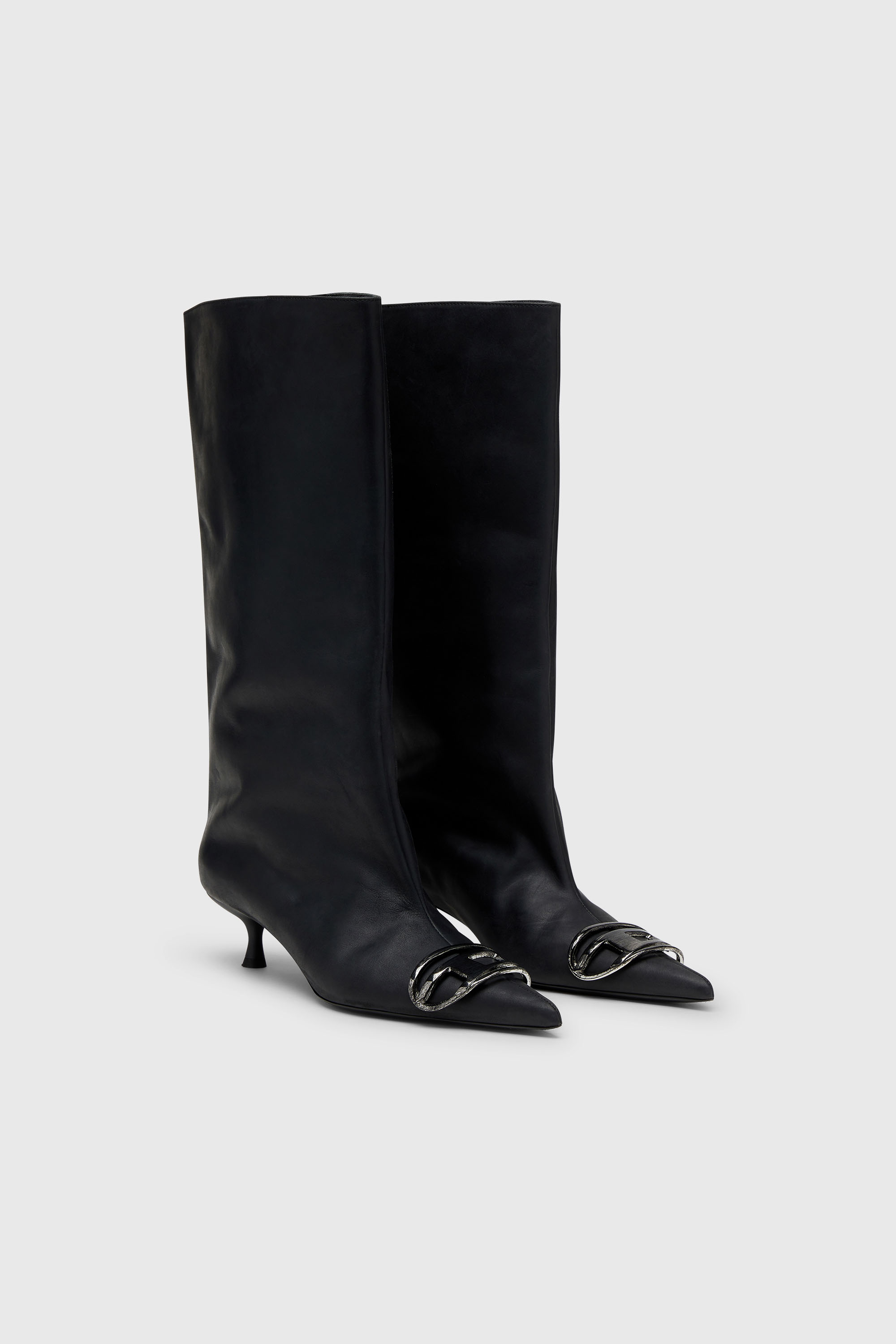 Diesel - D-VENUS 40 KB TUBE, D-Venus-Bottes hauteur genou en cuir huil&eacute; Femme in Noir - 2