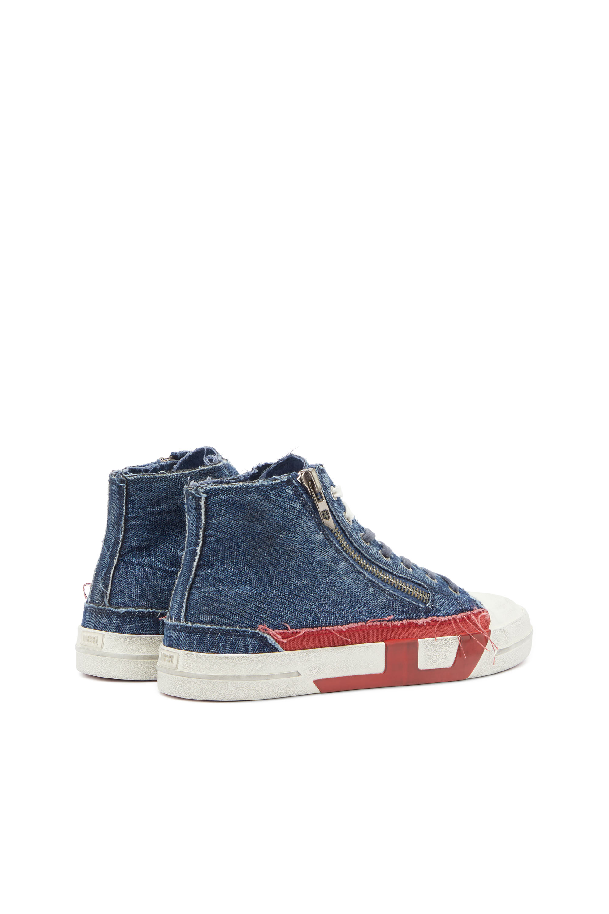 Diesel - S-D-VERSE ZIP MID II, S-D-Verse - Baskets en denim avec logo D Homme in Bleu - 3