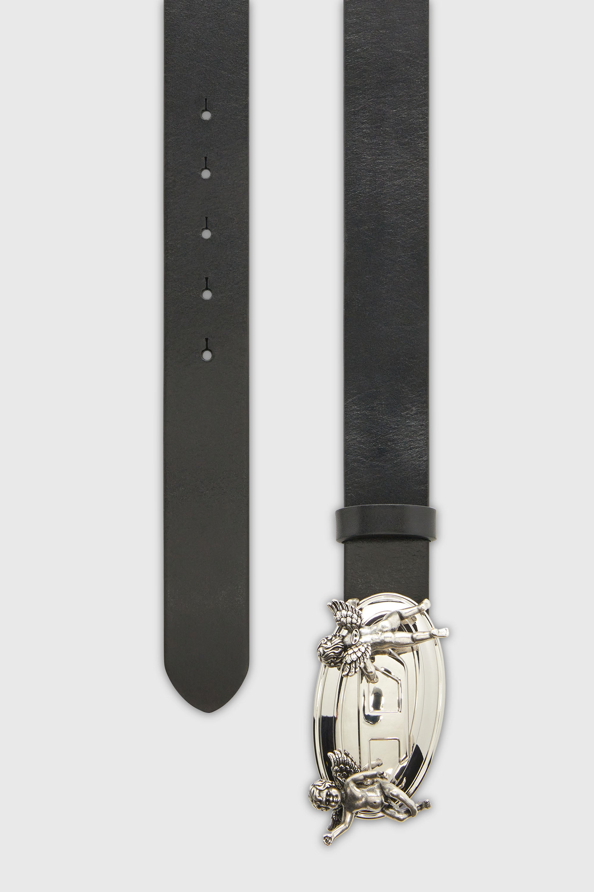 Diesel - B-OVAL ANGELS 35, Ceinture 3,5 cm en cuir  avec boucle Oval D ch&eacute;rubin Femme in Noir - 2