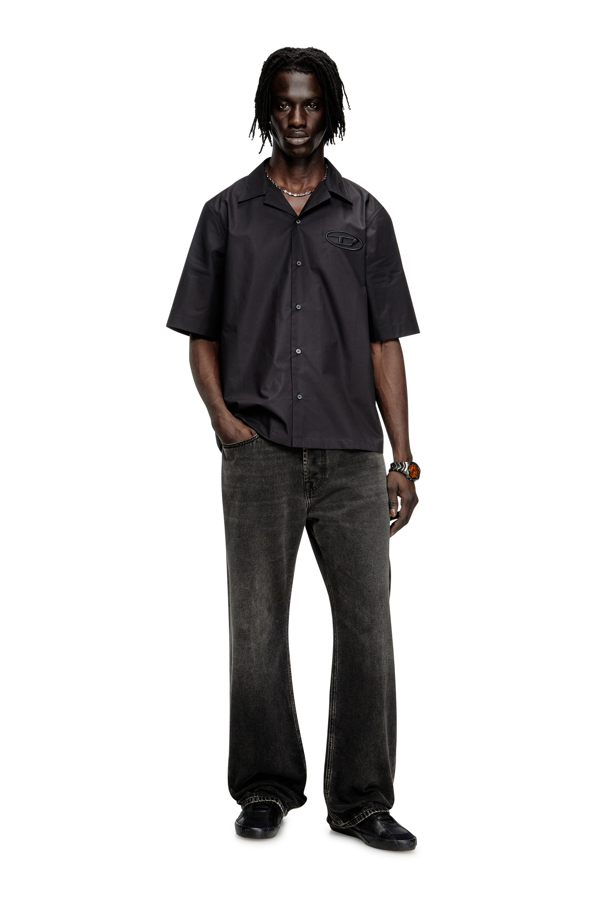 Diesel - S-MAC-PCAL, Chemise de bowling avec logo Oval D Homme in Noir - 2