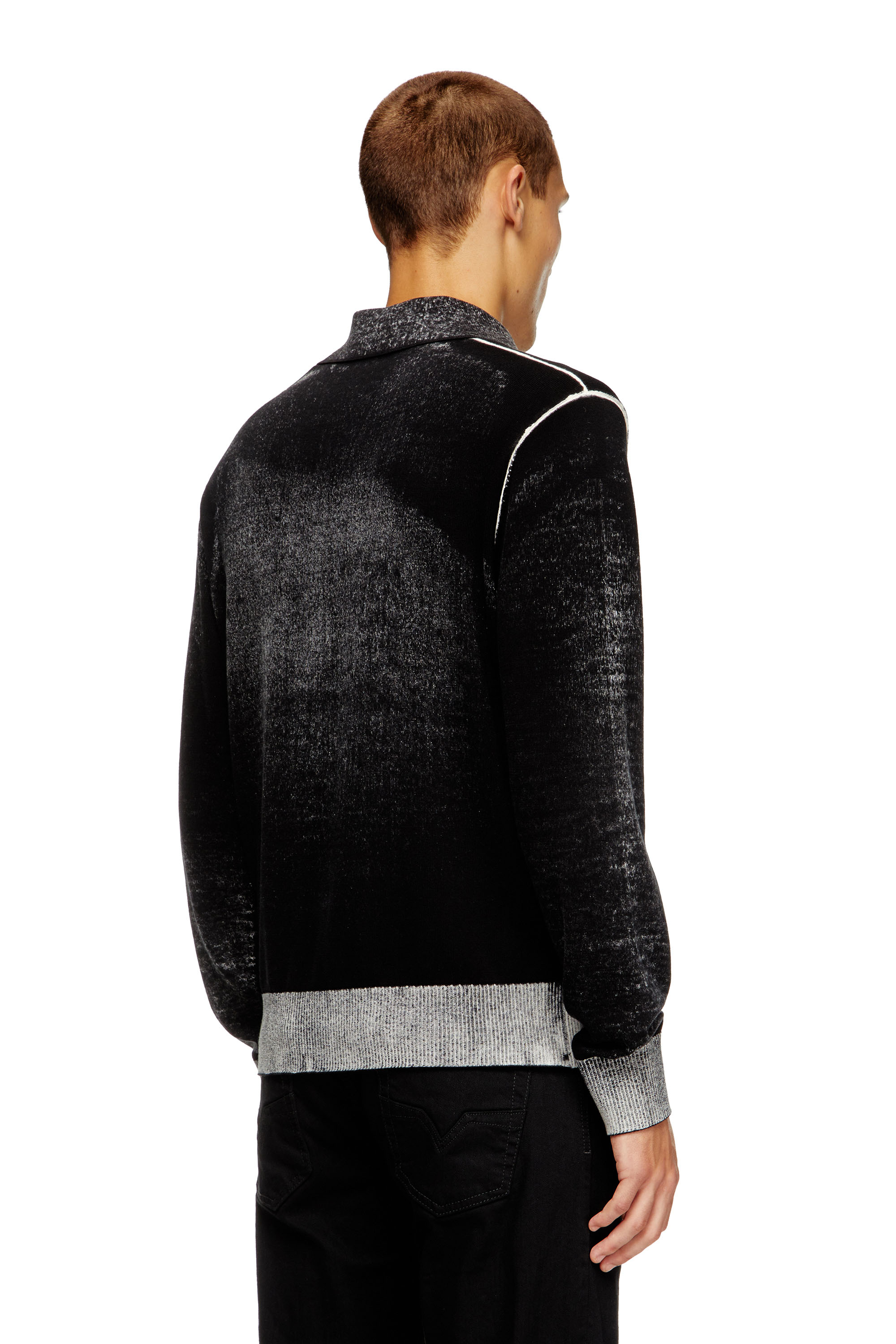 Diesel - K-LORENZO, Pull polo avec imprimé inversé Homme in Noir - 4