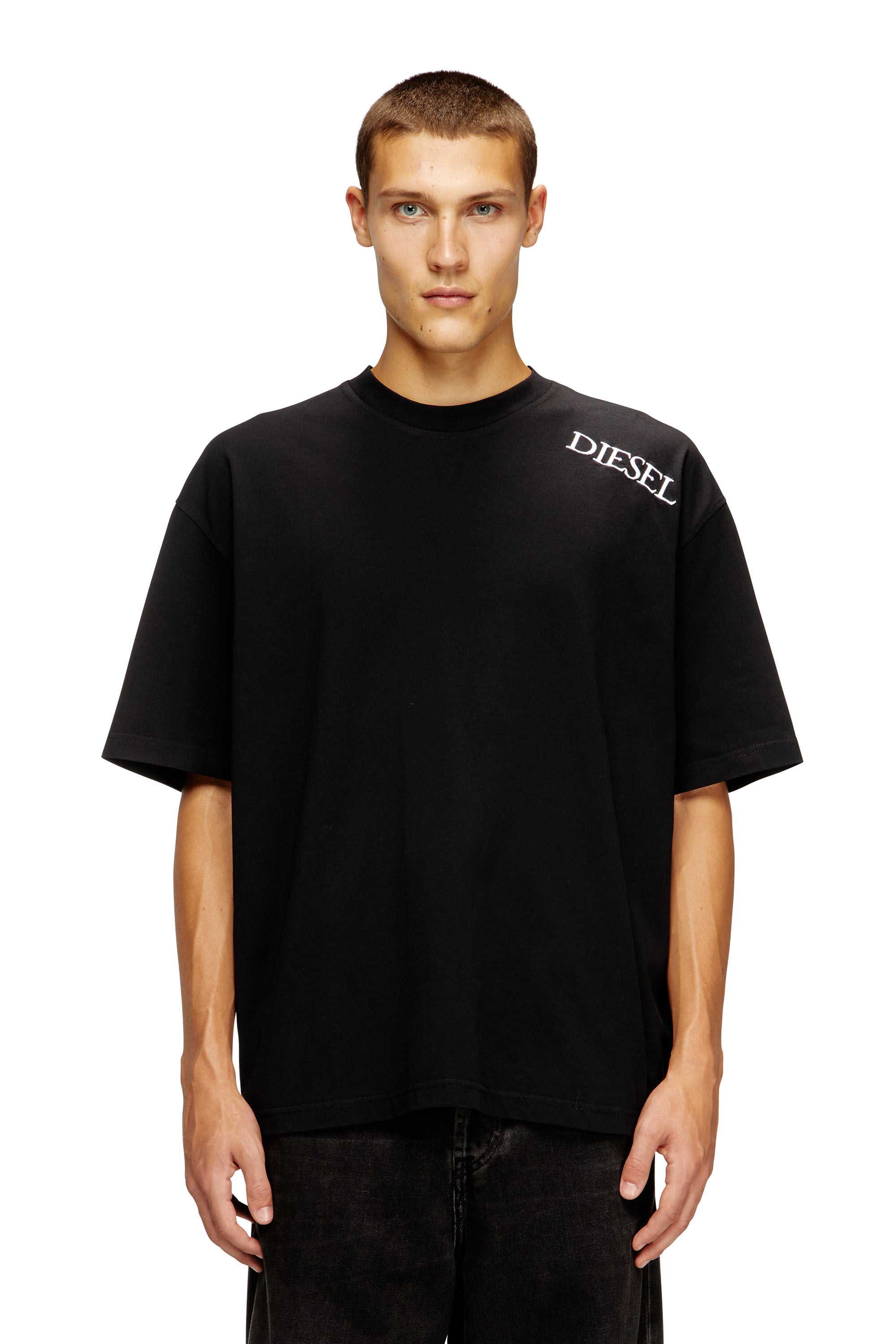 Diesel - T-BOGGY-T5, T-shirt à coupe ample avec imprimé graphique et logo Homme in Noir - 3