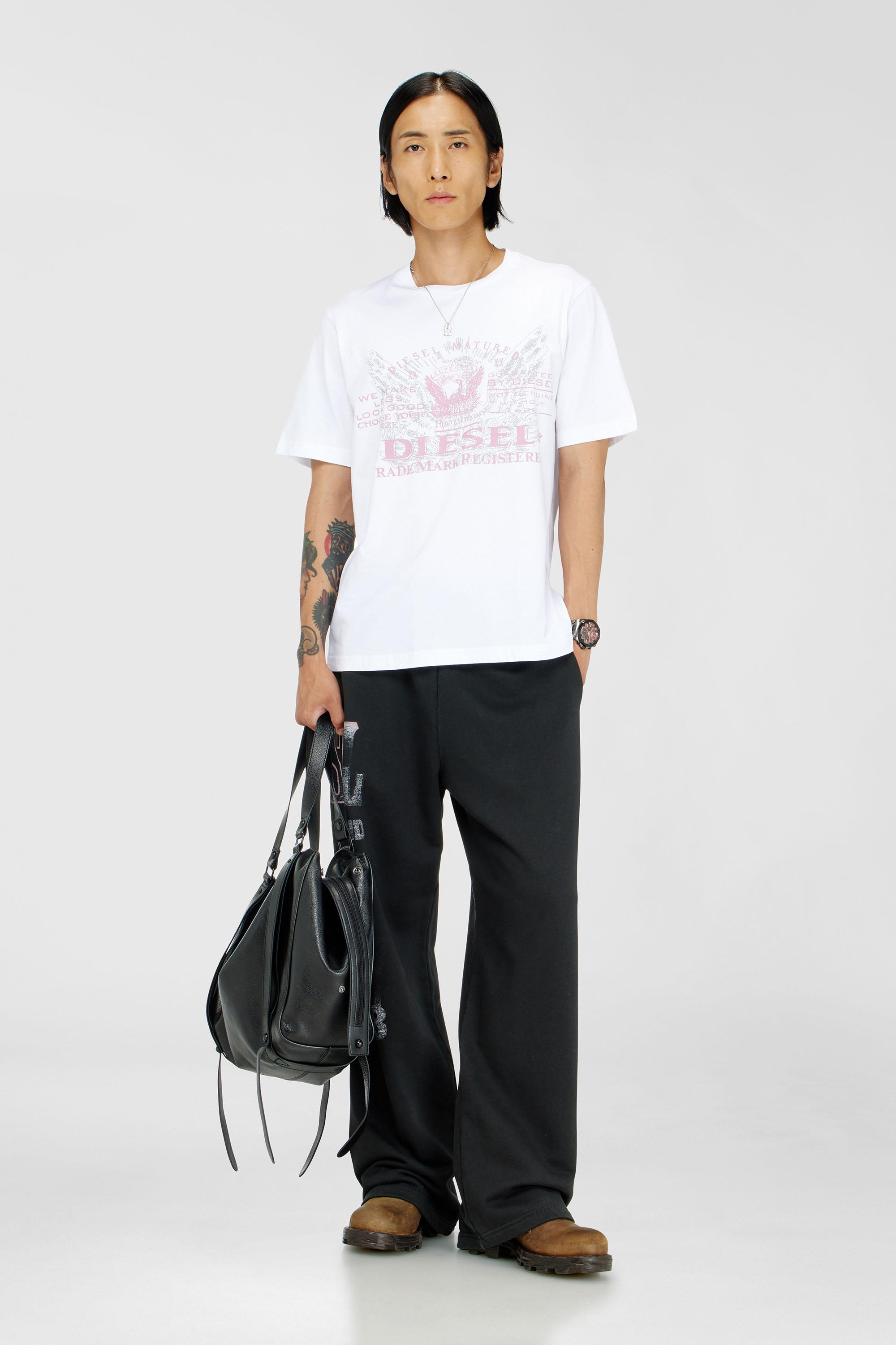 Diesel - T-JUST-FENIX-T92, T-shirt en coton avec imprim&eacute; graphique Homme in Blanc - 1