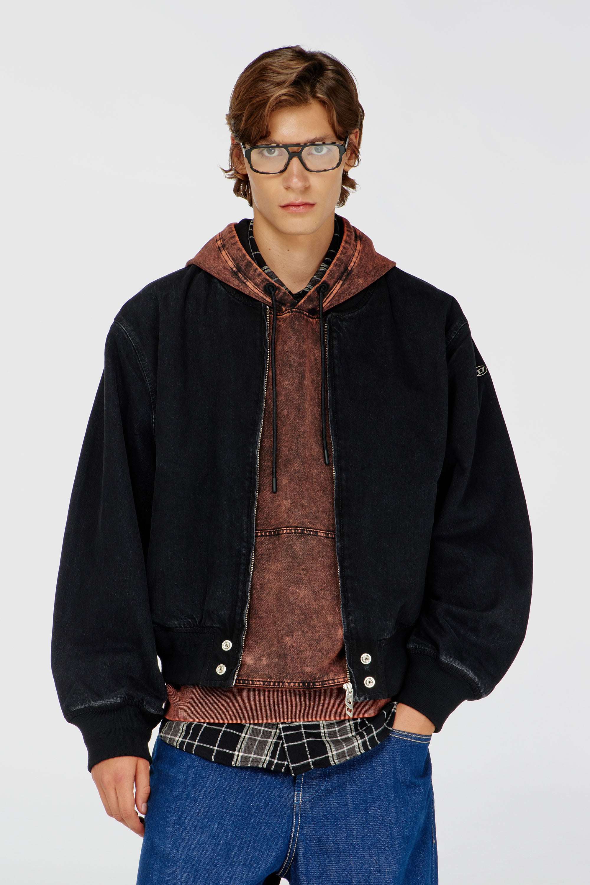 Diesel - D-GUZ, Blouson aviateur en denim Mixte in Noir - 1