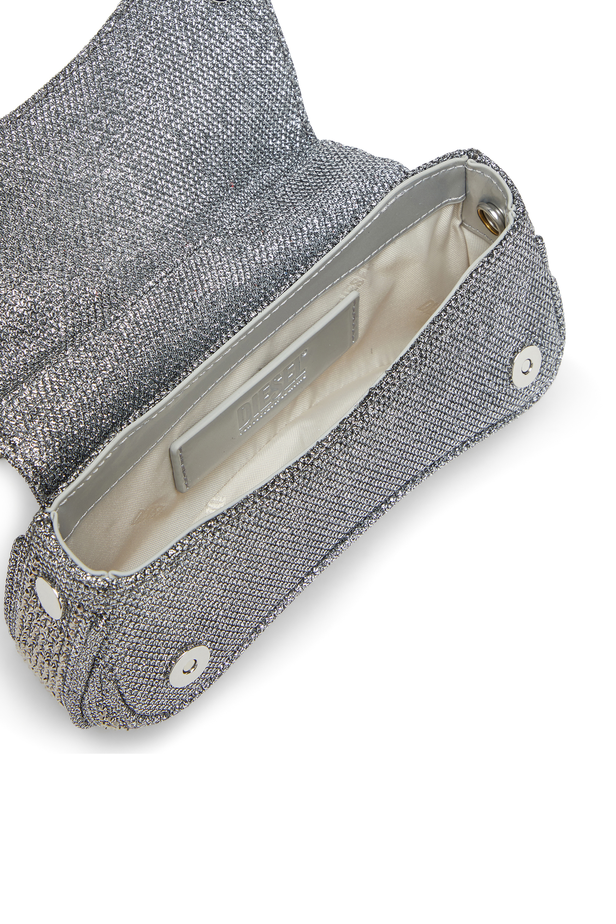Diesel - PLAY CROSSBODY XS, Play-Sac à bandoulière mini en Lurex cristal Femme in Gris argenté - 3