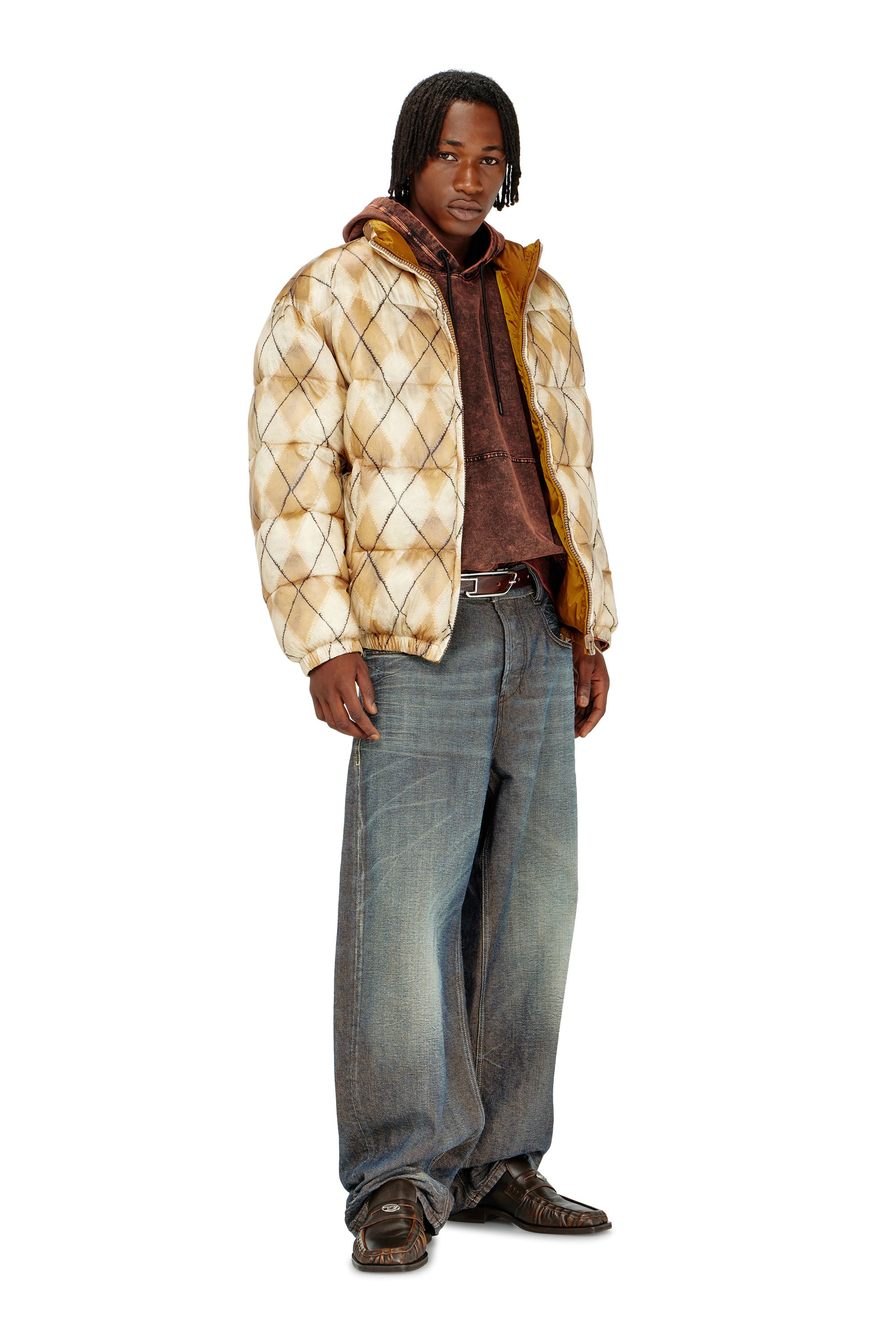Diesel - S-BOXT-HOOD-TUK, Sweat &agrave; capuche effet denim trait&eacute; Homme in Marron - 2