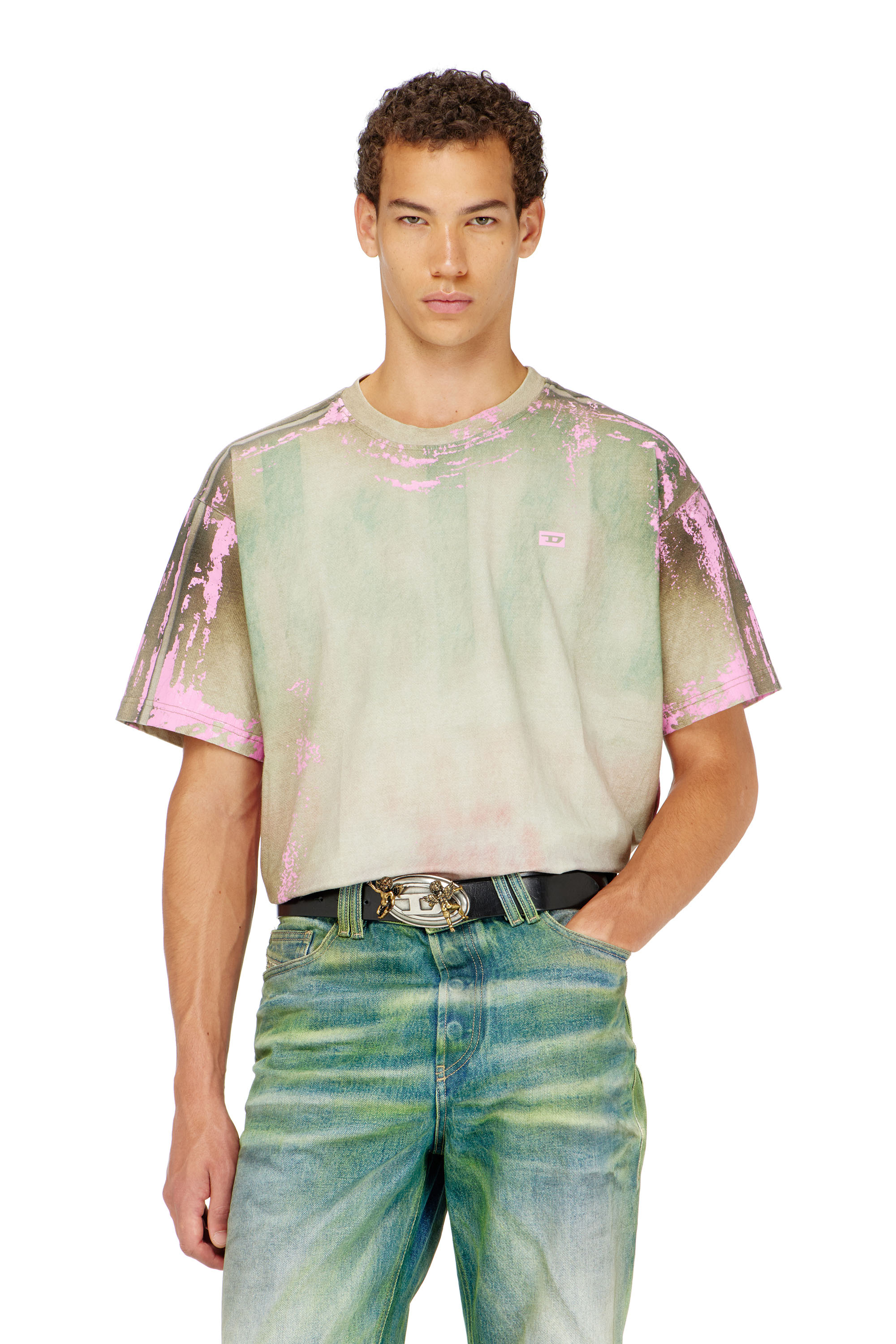 Diesel - T-FILMY-SHO, T-shirt en jersey effet cuir craquel&eacute; Homme in ToBeDefined - 2