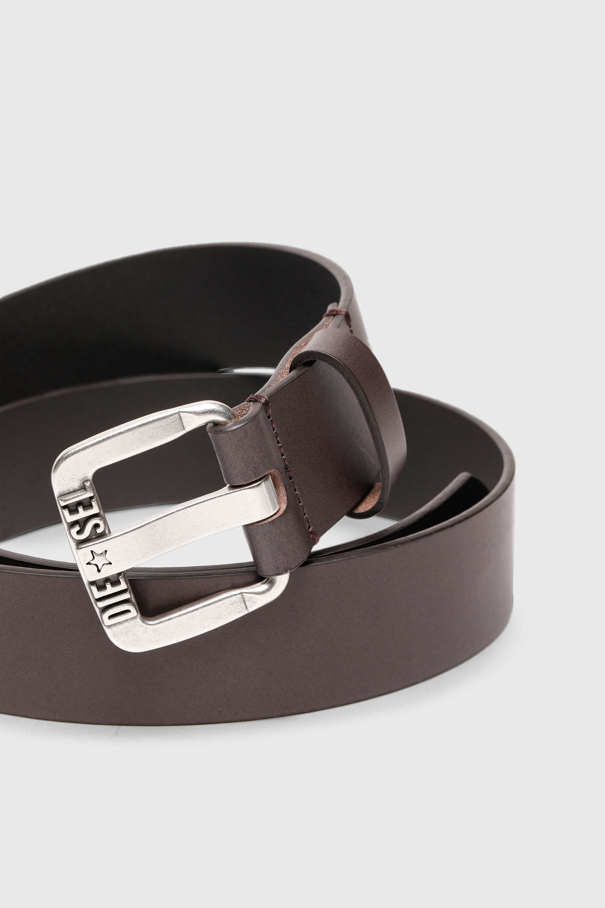 Diesel - B-STAR II, Ceinture 3.9 cm en cuir avec boucle logo &eacute;toile en m&eacute;tal Homme in Marron - 2