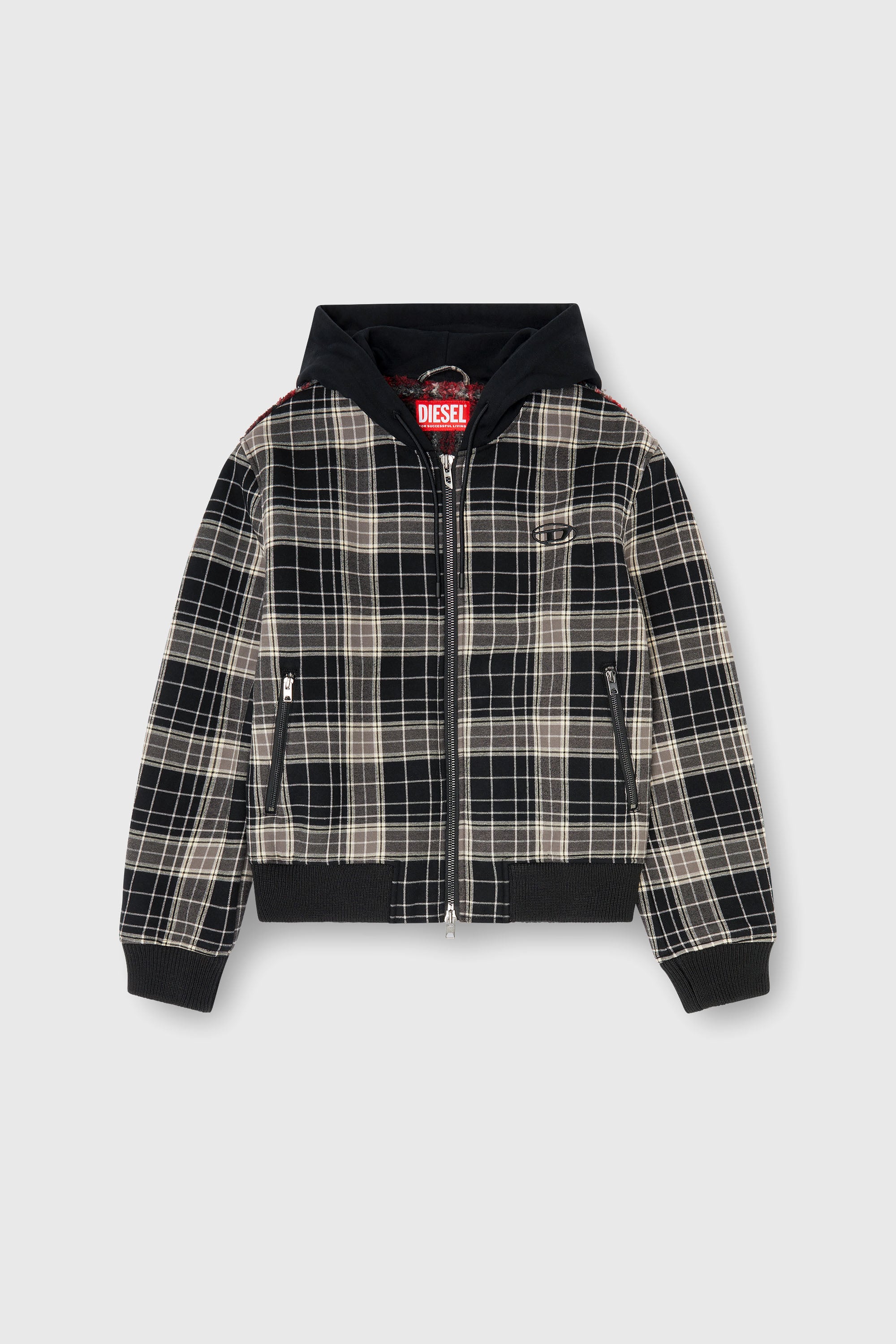 Diesel - W-KUNST, Blouson bomber &agrave; carreaux avec int&eacute;rieur effet teddy Homme in Polychrome - 2