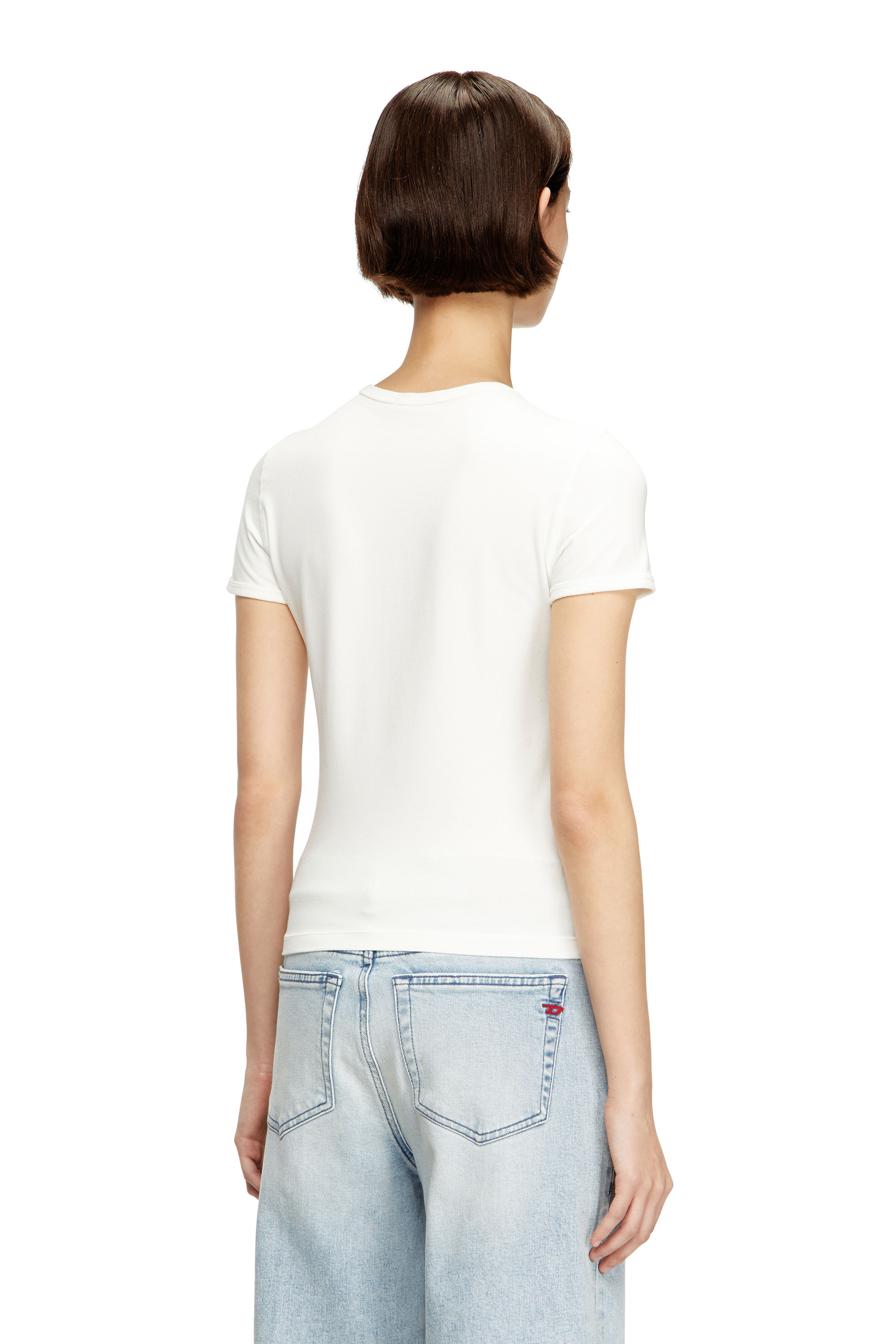T-UNCUTIESLONG-OD, 141 Diesel - T-UNCUTIESLONG-OD, T-shirt ajustée avec ovale D métallique Femme in ToBeDefined - 3