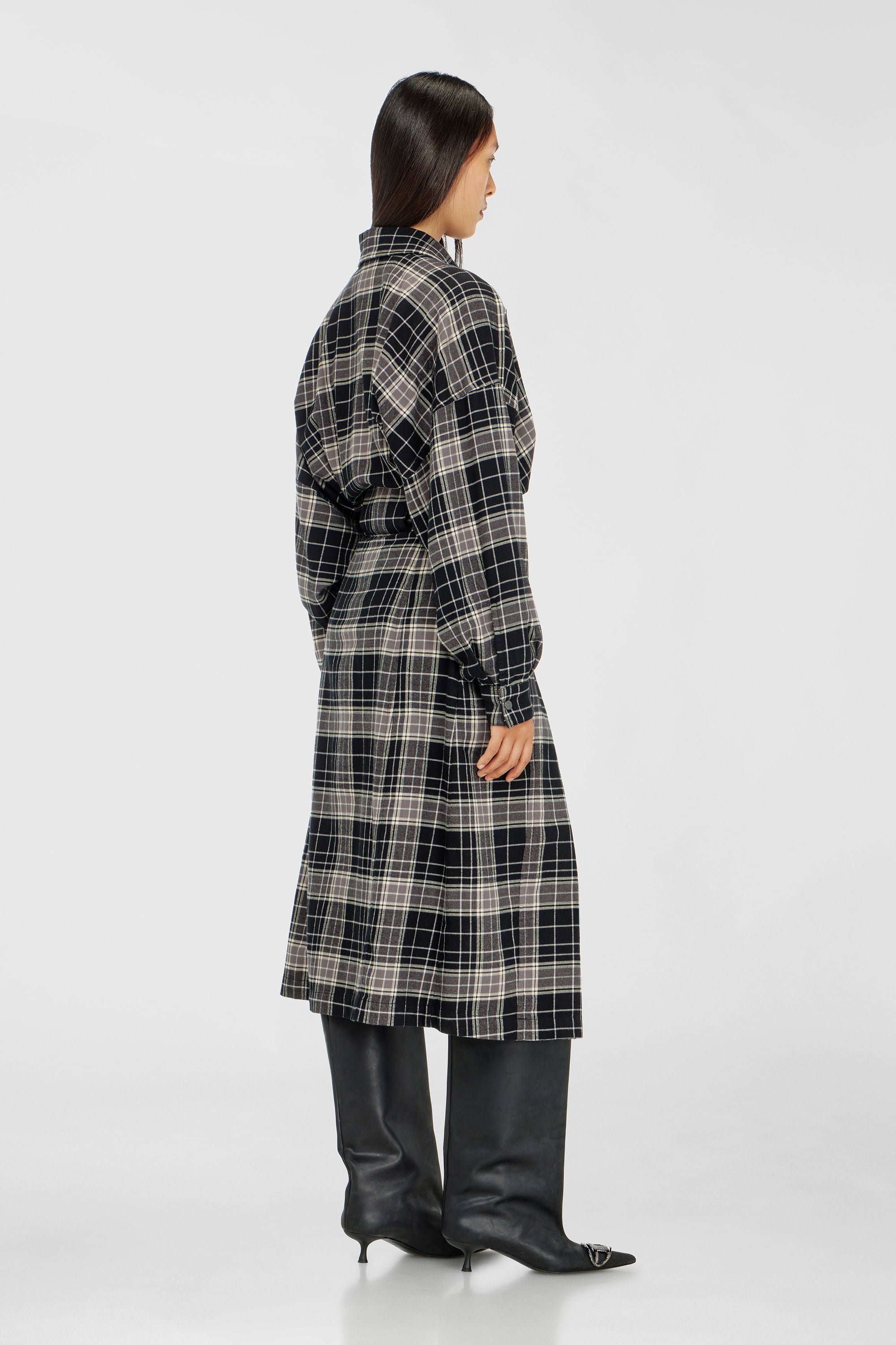 Diesel - D-EDALUS, Robe midi en flanelle &agrave; carreaux avec large ceinture Femme in Polychrome - 4