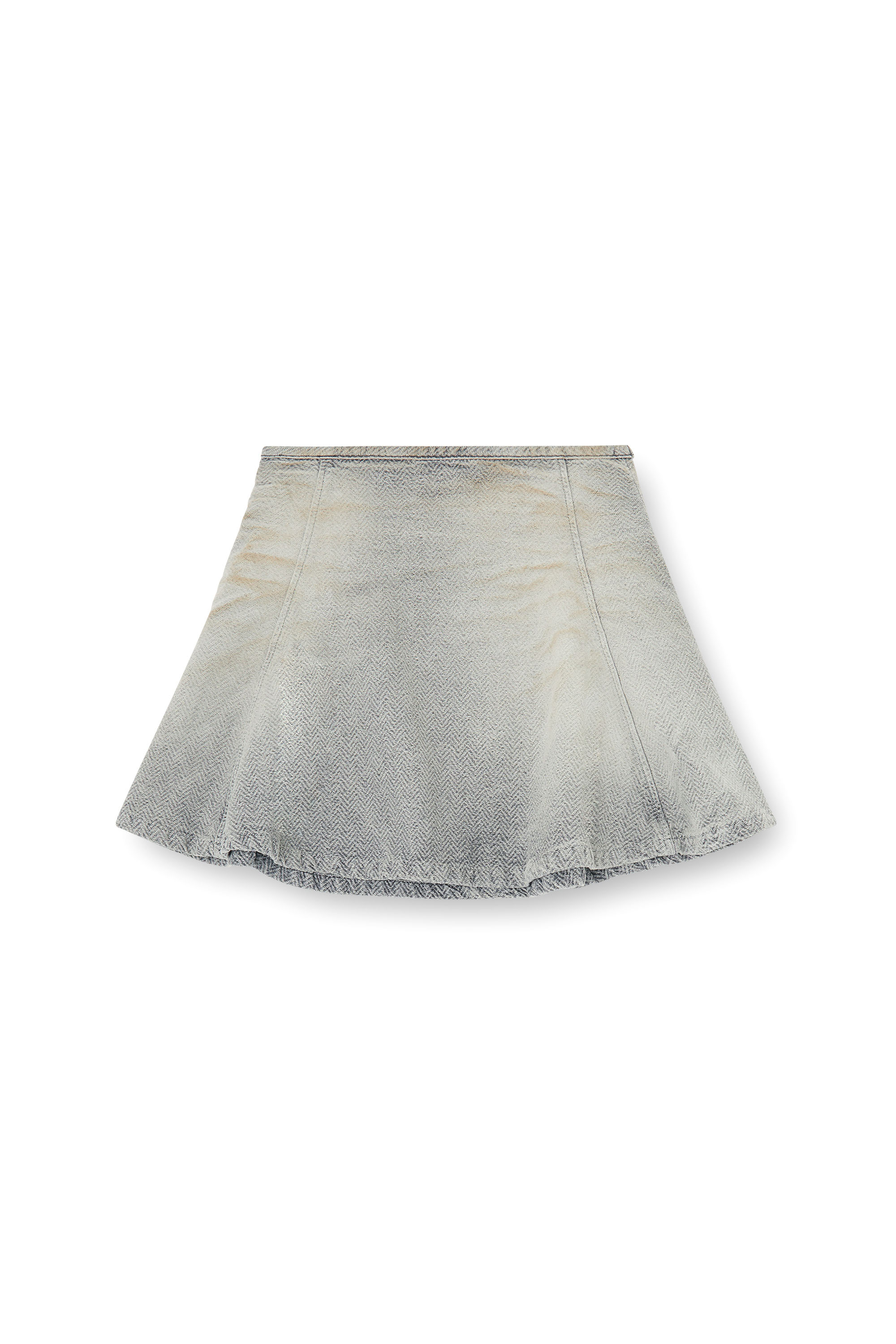 Diesel - DE-RAINE, Jupe en denim chevrons effet us&eacute; Femme in Gris - 2