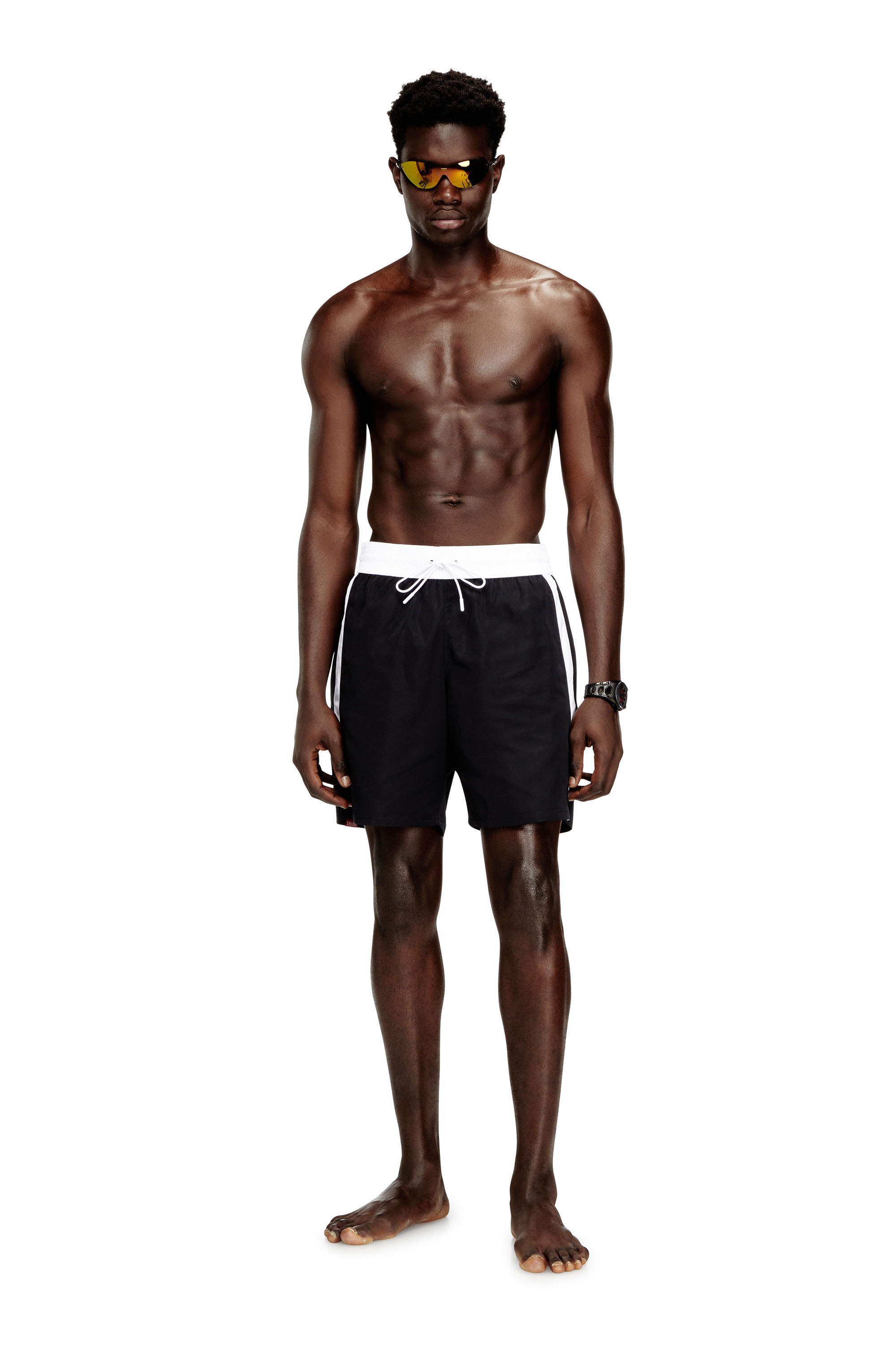 Diesel - BOXER-46-D-POP, Short de bain avec ceinture contrastante Homme in Noir - 2