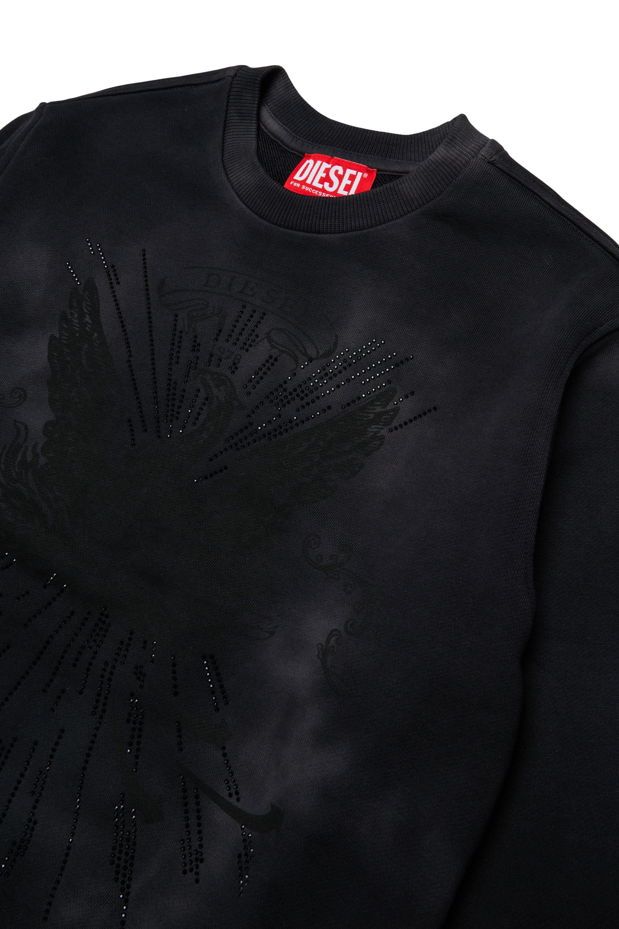 Diesel - SFIN OVER, Sweat-shirt effet nuage avec motif ph&eacute;nix Homme in Noir - 3
