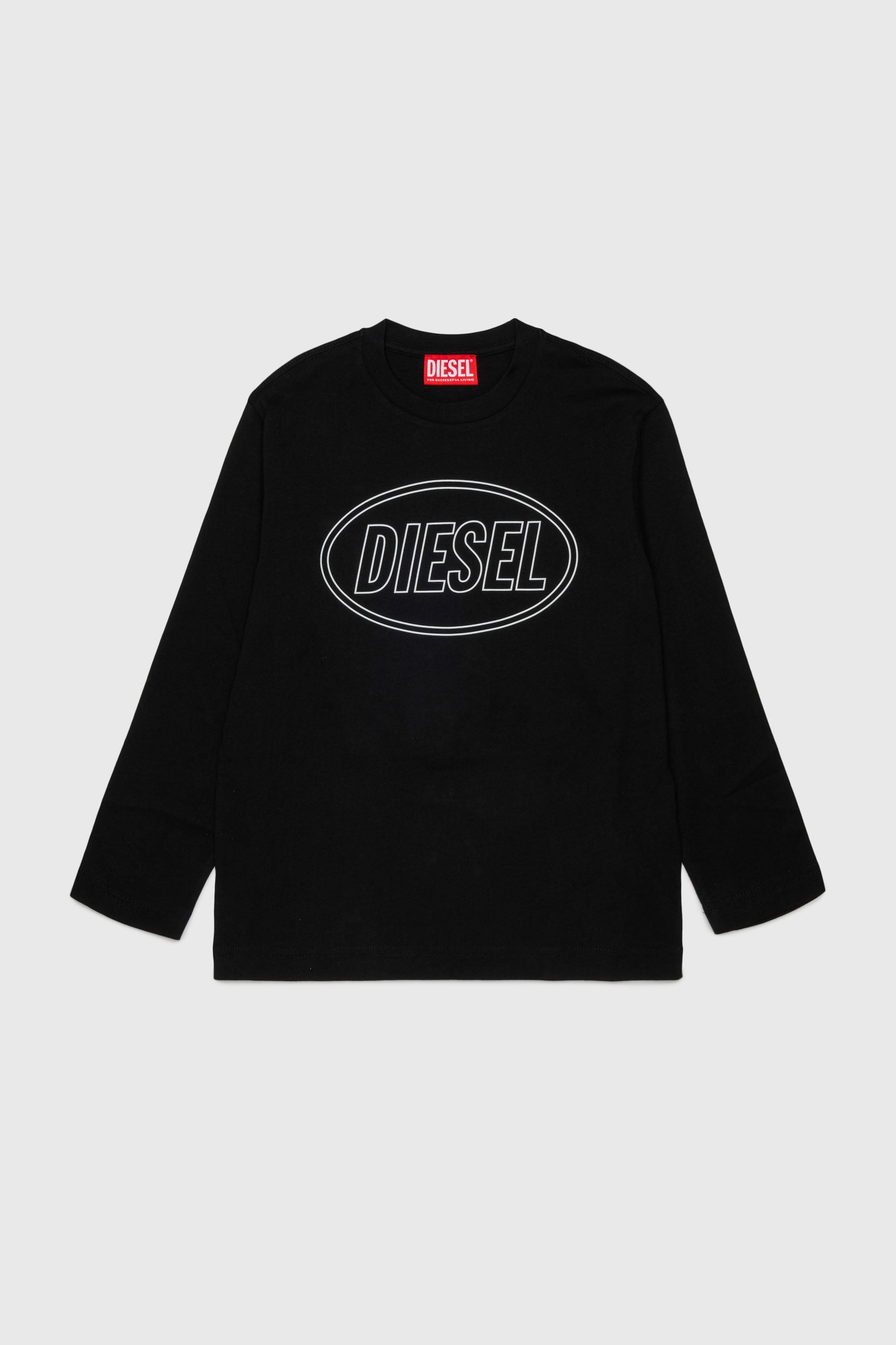 Diesel - TCIRCLELS OVER, T-shirt &agrave; manches longues avec logo Oval D Homme in Noir - 1