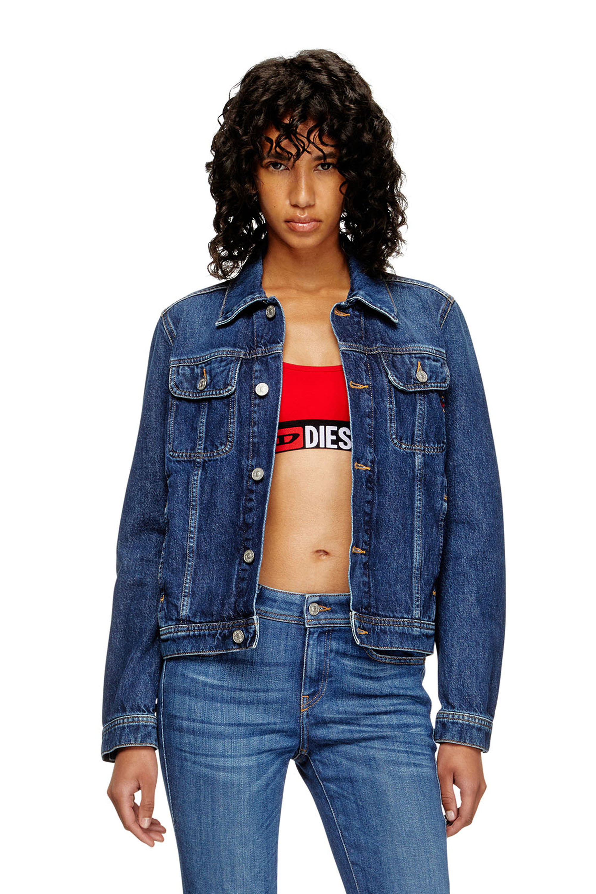 Diesel - UFSB-ORIBA, Bralette avec bande logo Femme in Rouge - 4