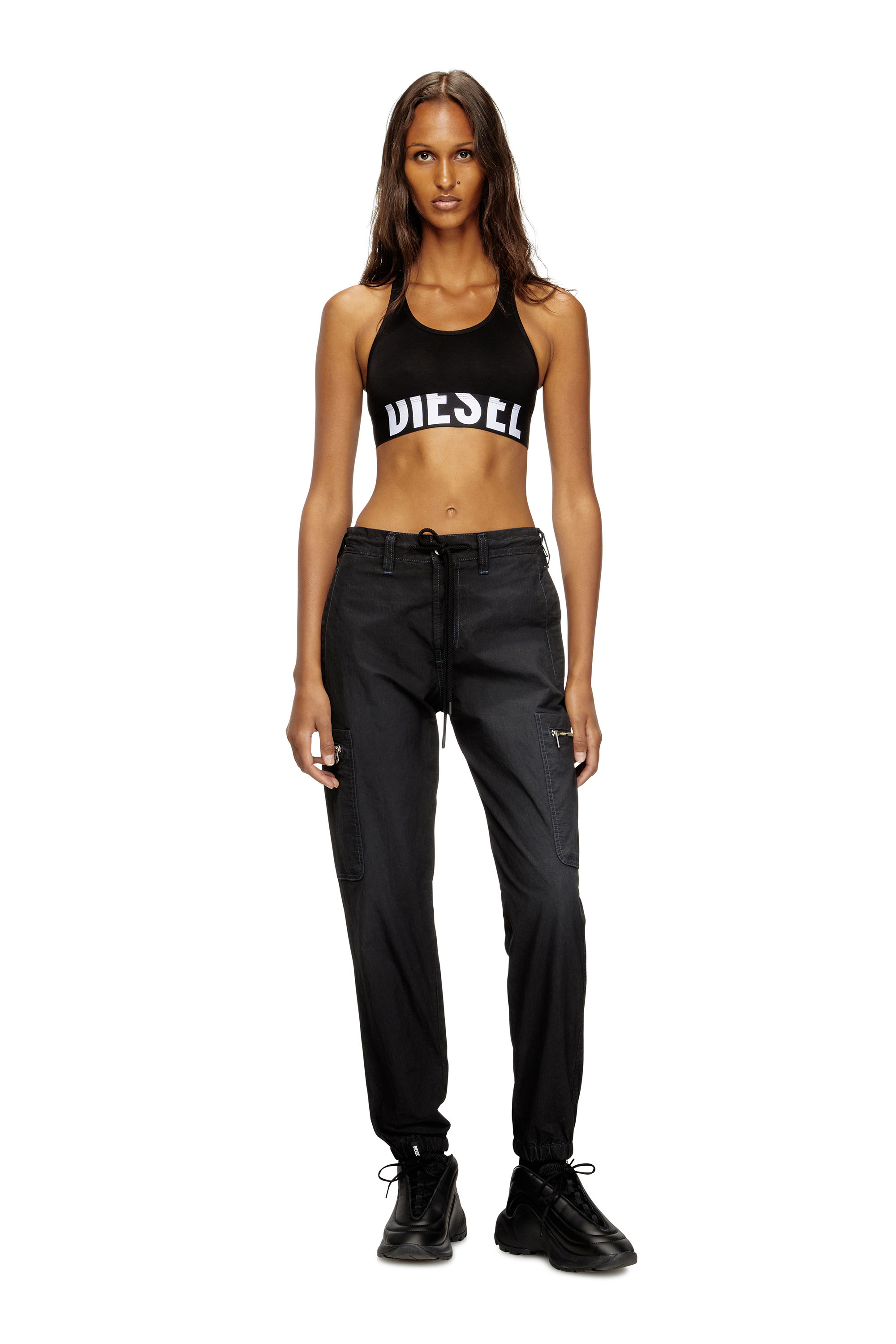 Diesel - UFSB-COTTON-RACE-BRALETTE-XL, Soutien-gorge de sport avec logo d&eacute;coup&eacute; Femme in Noir - 4