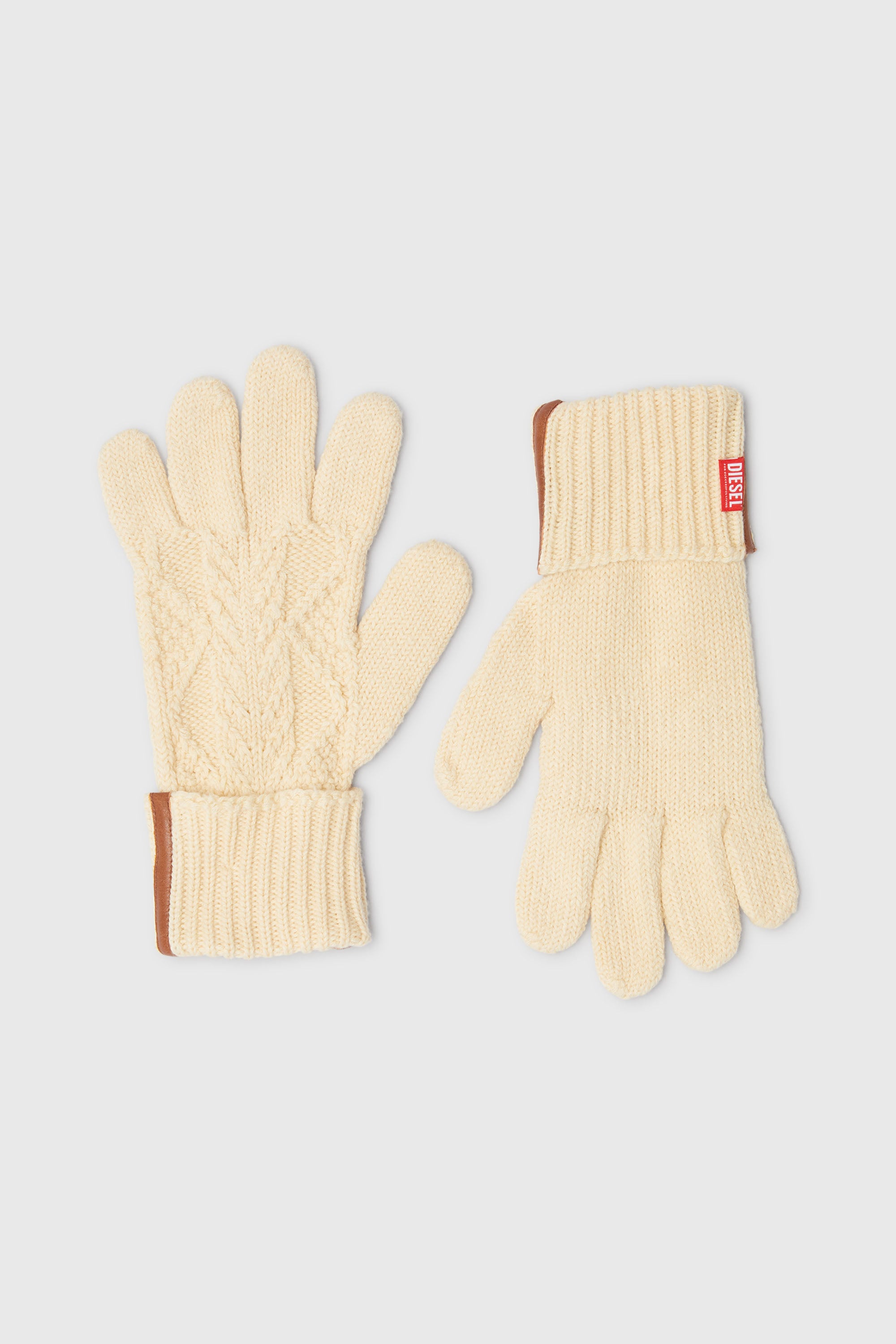 Diesel - K-INOTTO, Gants en maille de laine et coton Mixte in Beige - 1