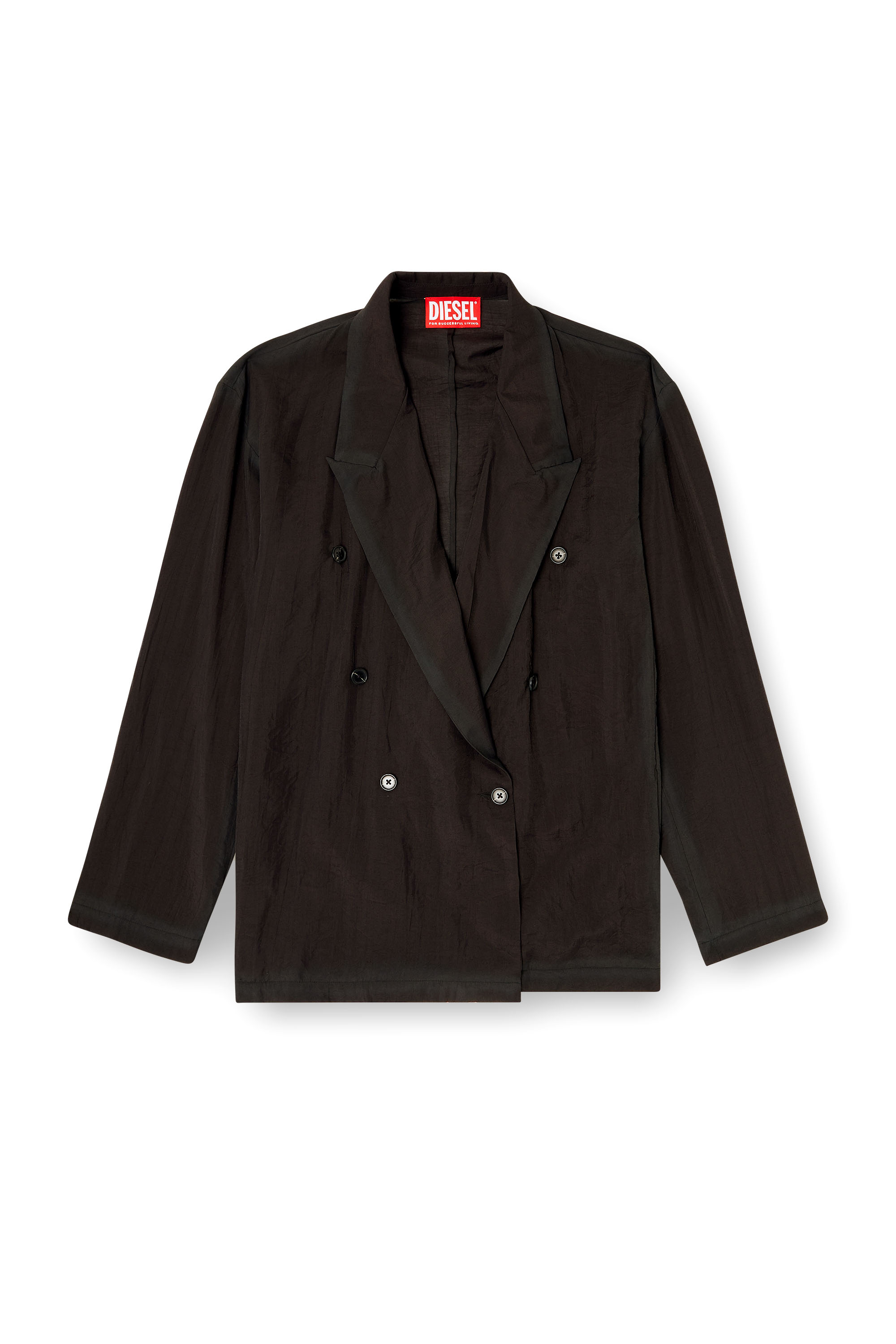 Diesel - J-KEYSERY, Blazer croisé en tissu froissé Homme in Gris - 3
