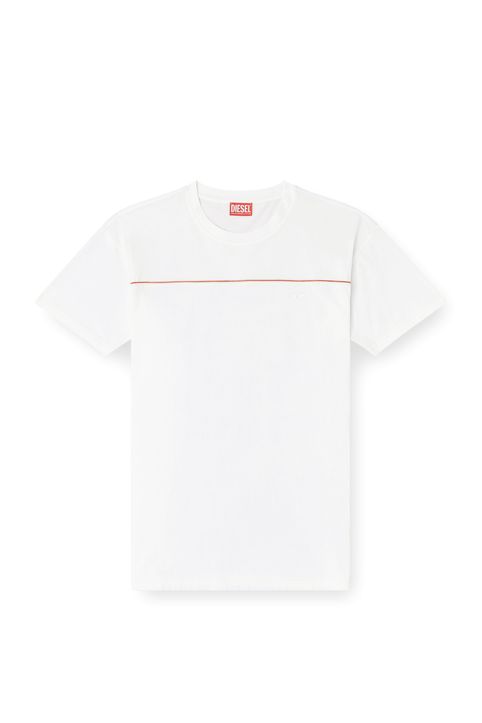 Diesel - T-NORM-PIPING, T-shirt avec passepoil contrastant Homme in Blanc - 2