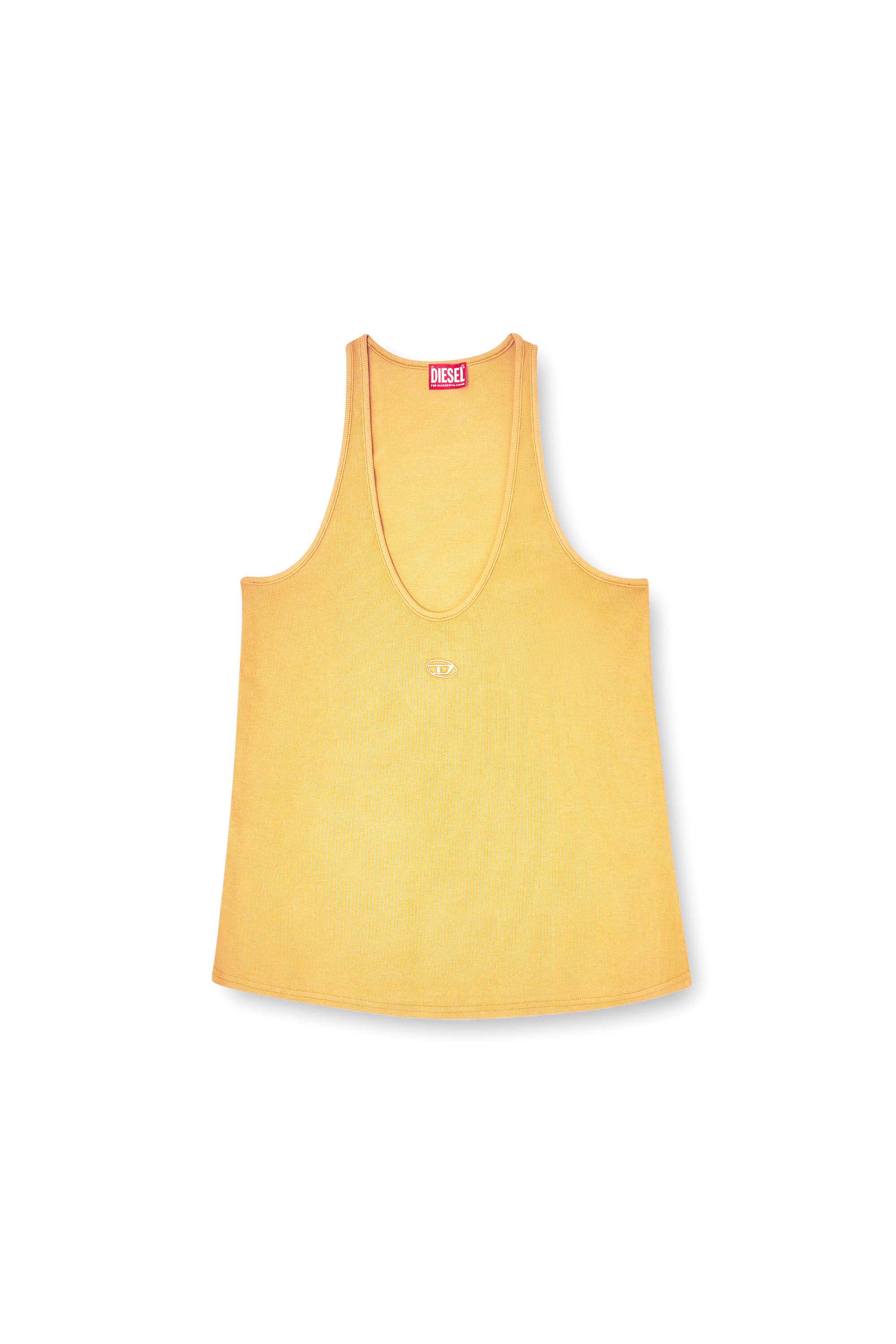 Diesel - T-IPSYA-LKDS, Débardeur côtelé avec Oval D Femme in Orange - 3