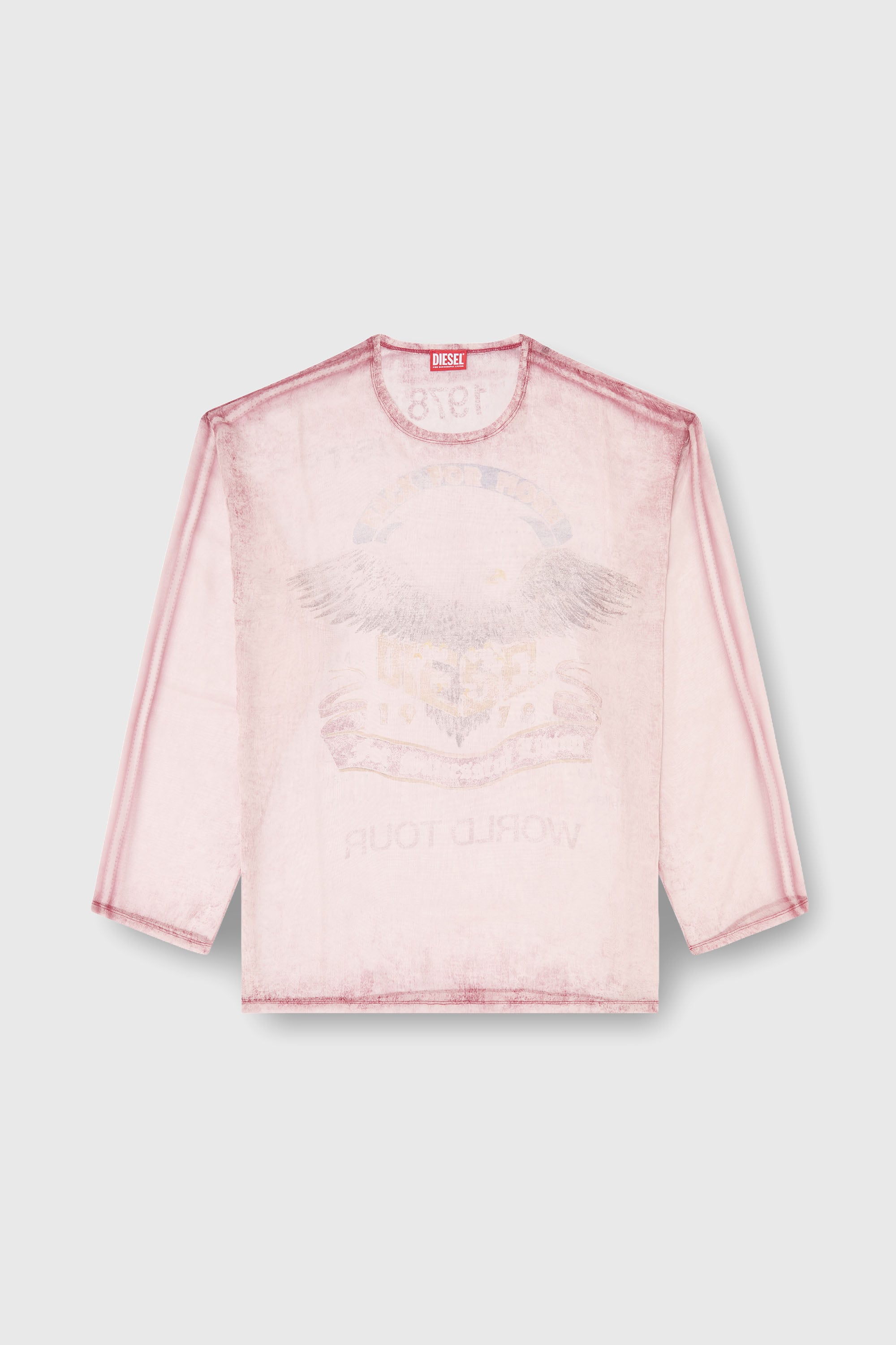 Diesel - T-DOUBLEX-LS, Top en chiffon transparent avec motif concert Homme in Rose - 2