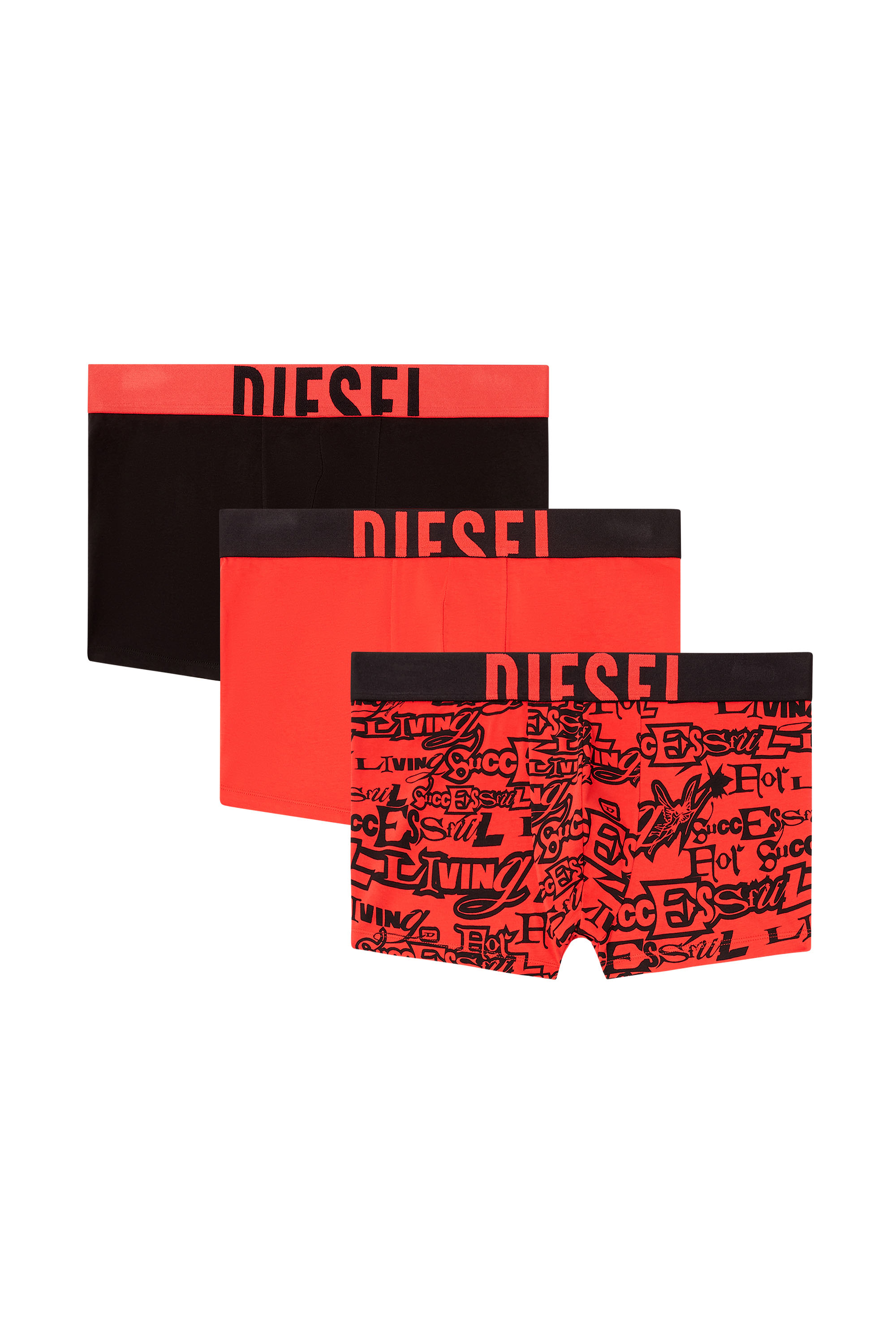 Diesel - DAMIEN-D-POP-3PACK-40, Lot de trois boxers en coton avec logos audacieux Homme in Noir - 1