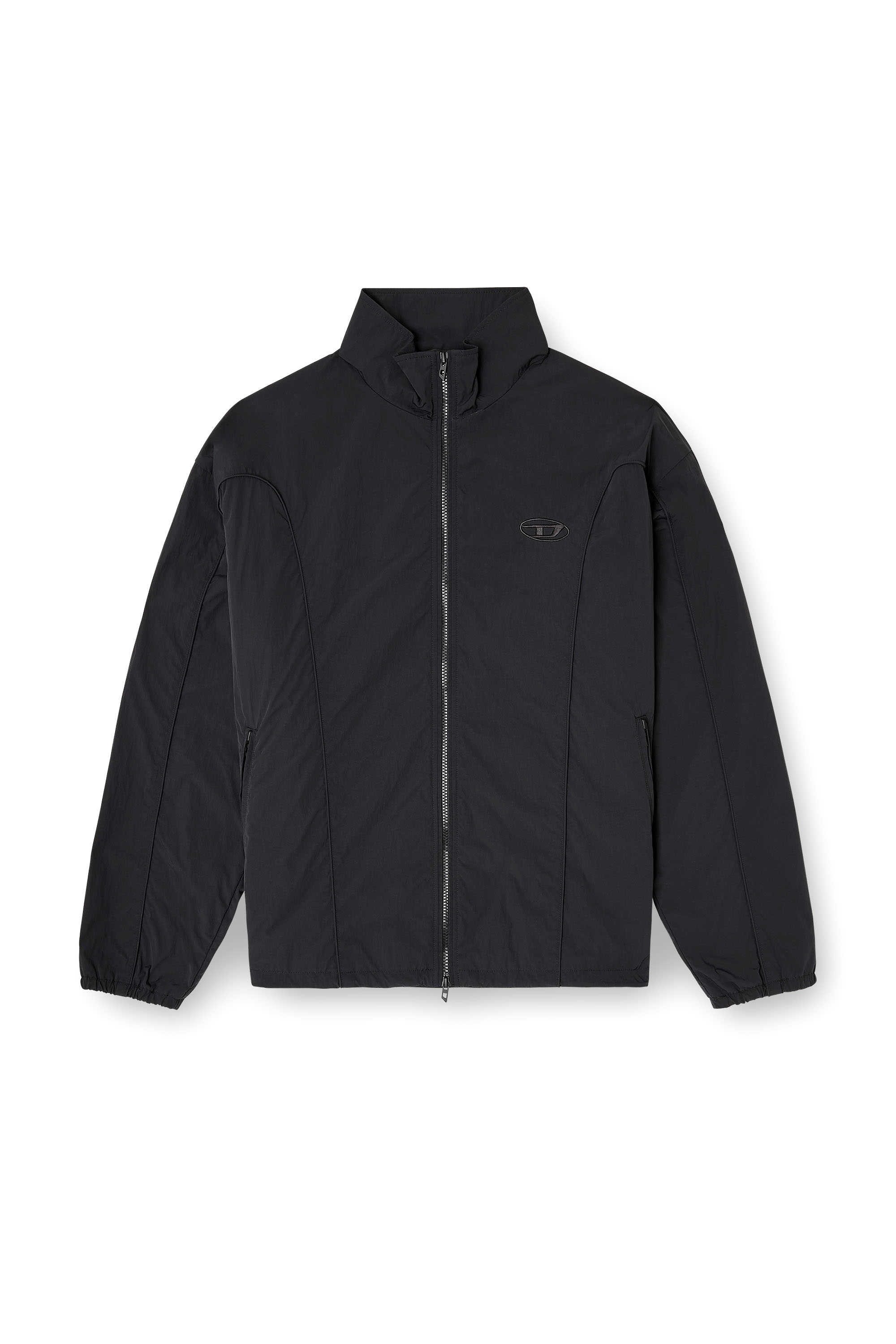 Diesel - J-FIVE-WRD-AKAD, Veste en nylon froiss&eacute; avec passepoil Homme in Noir - 2