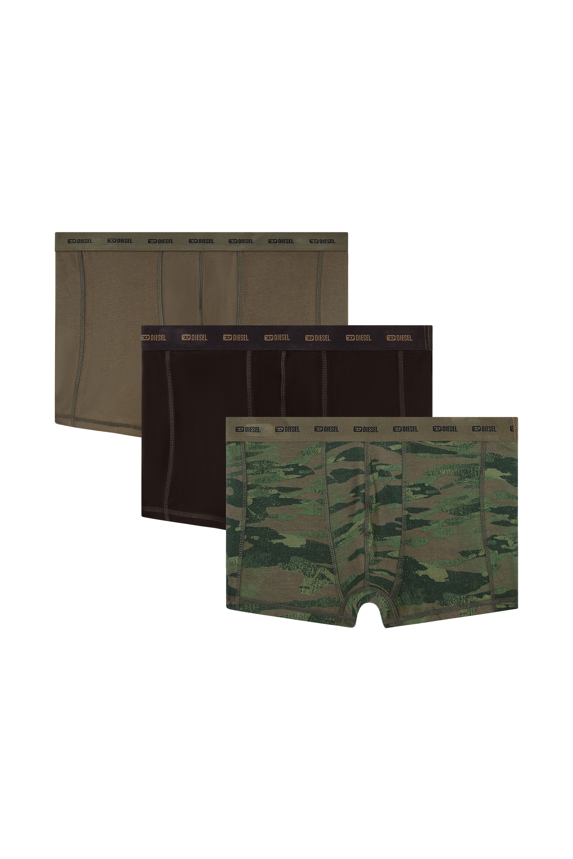 Diesel - DAMIEN-UTLT-3PACK, Lot de 3 boxers unis et motif camouflage Homme in Polychrome - 1