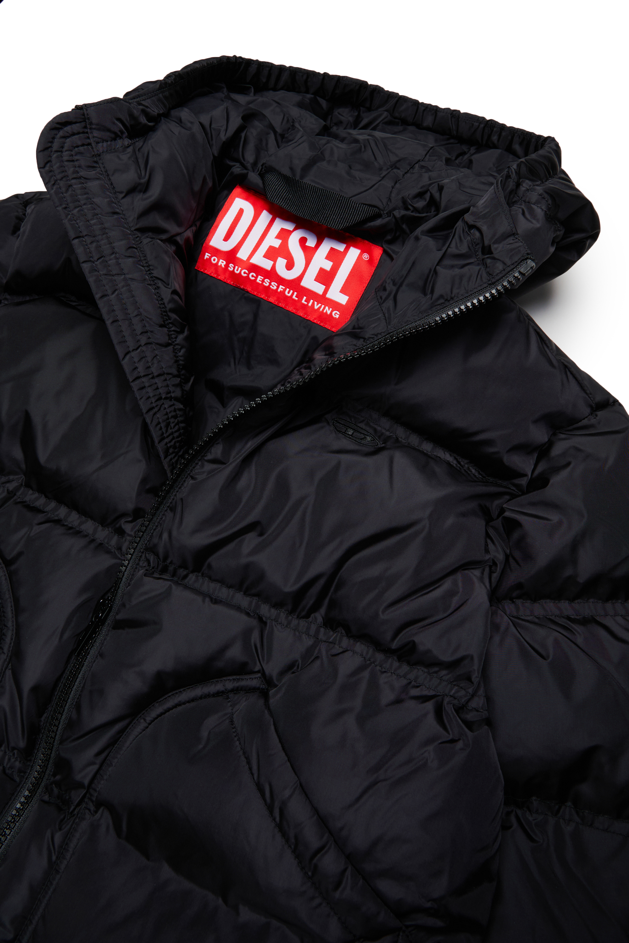 Diesel - JRIVONLONG, Manteau puffer avec poches oversize Mixte in Noir - 3