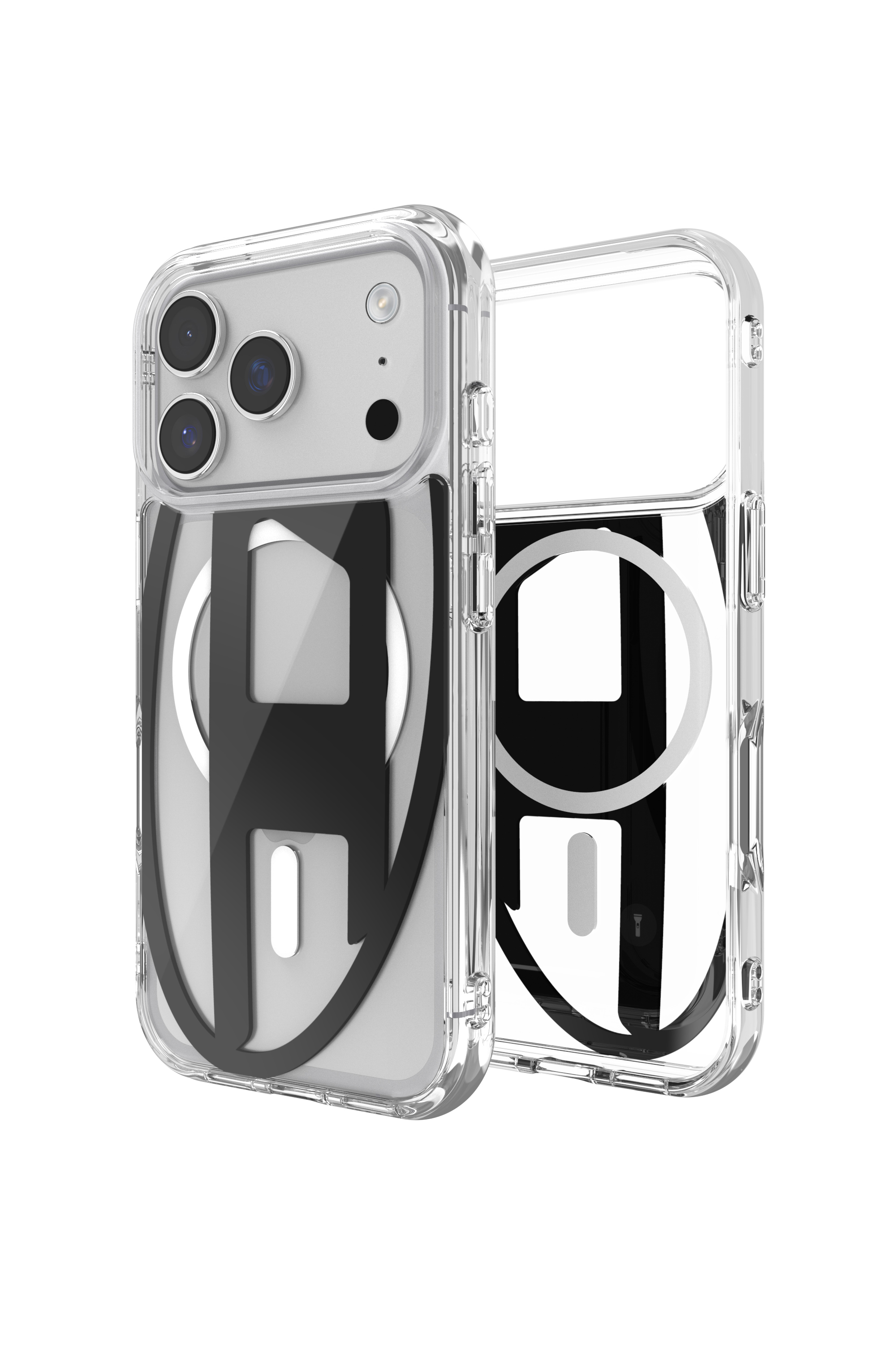 Diesel - 60417 AOP CASE, Étui métallique Oval D avec Magsafe pour iPhone 17 Pro Mixte in Noir - 1