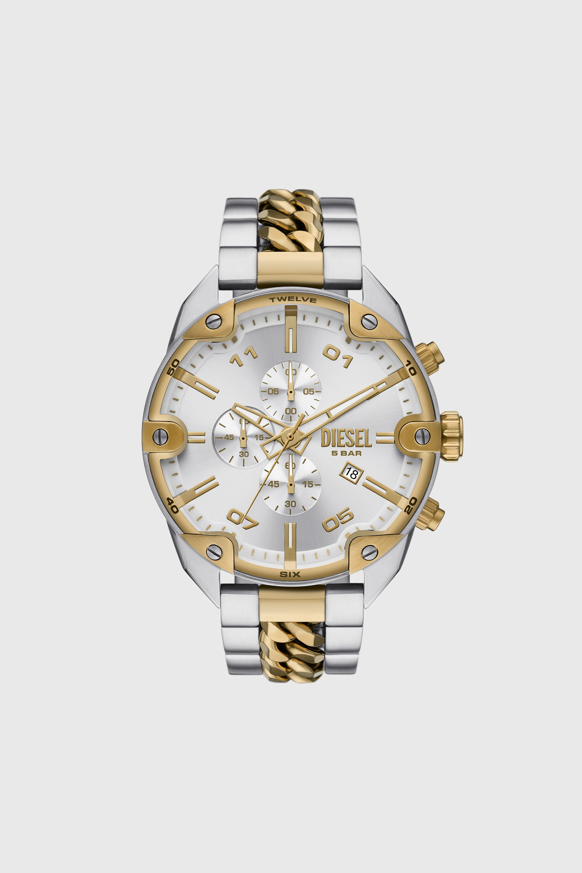 Diesel - DZ4629, Montre Spiked en acier inoxydable Homme in Gris argent&eacute; - 1